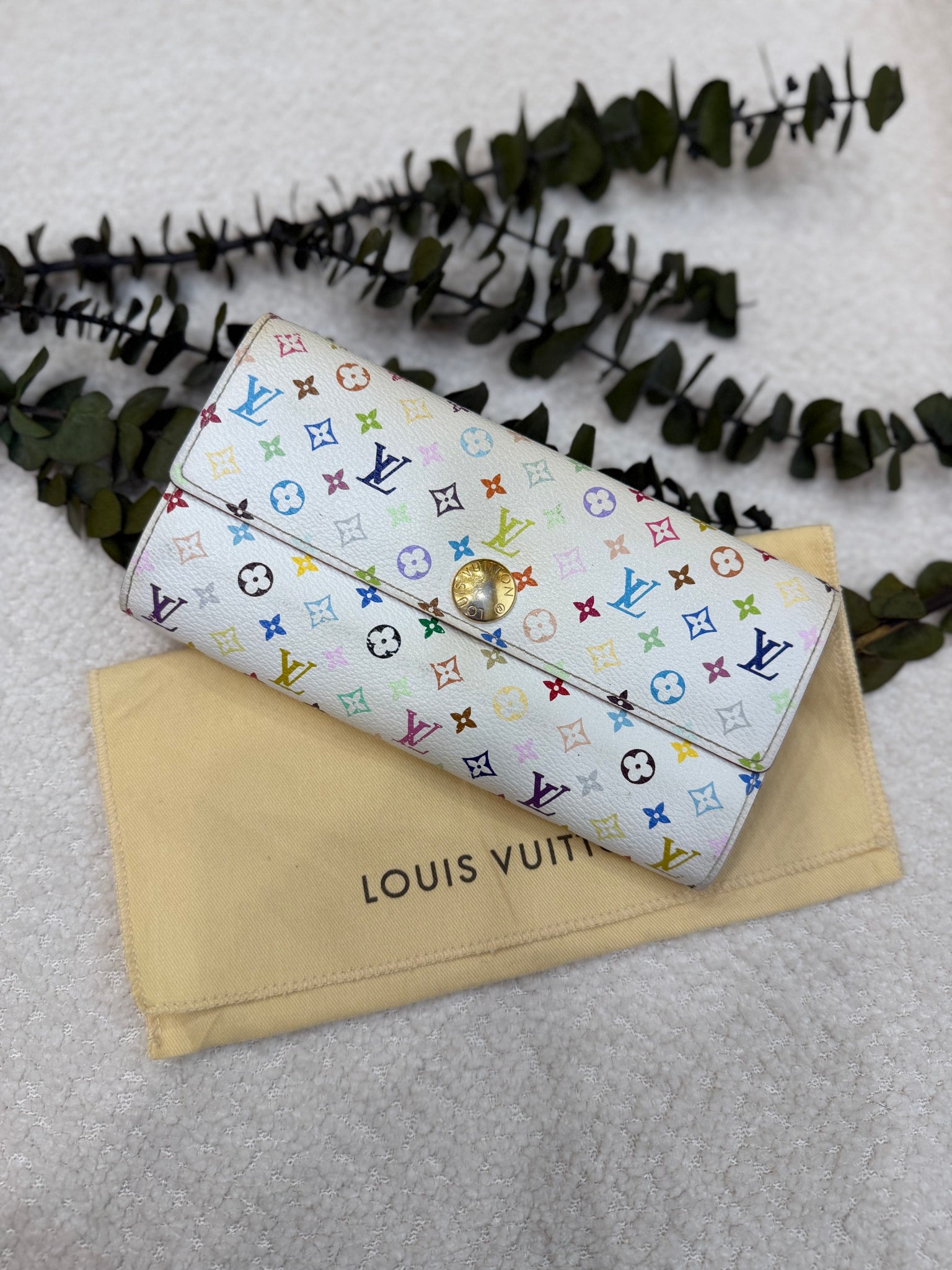 Louis Vuitton White Multicolore Monogram Sarah Wallet