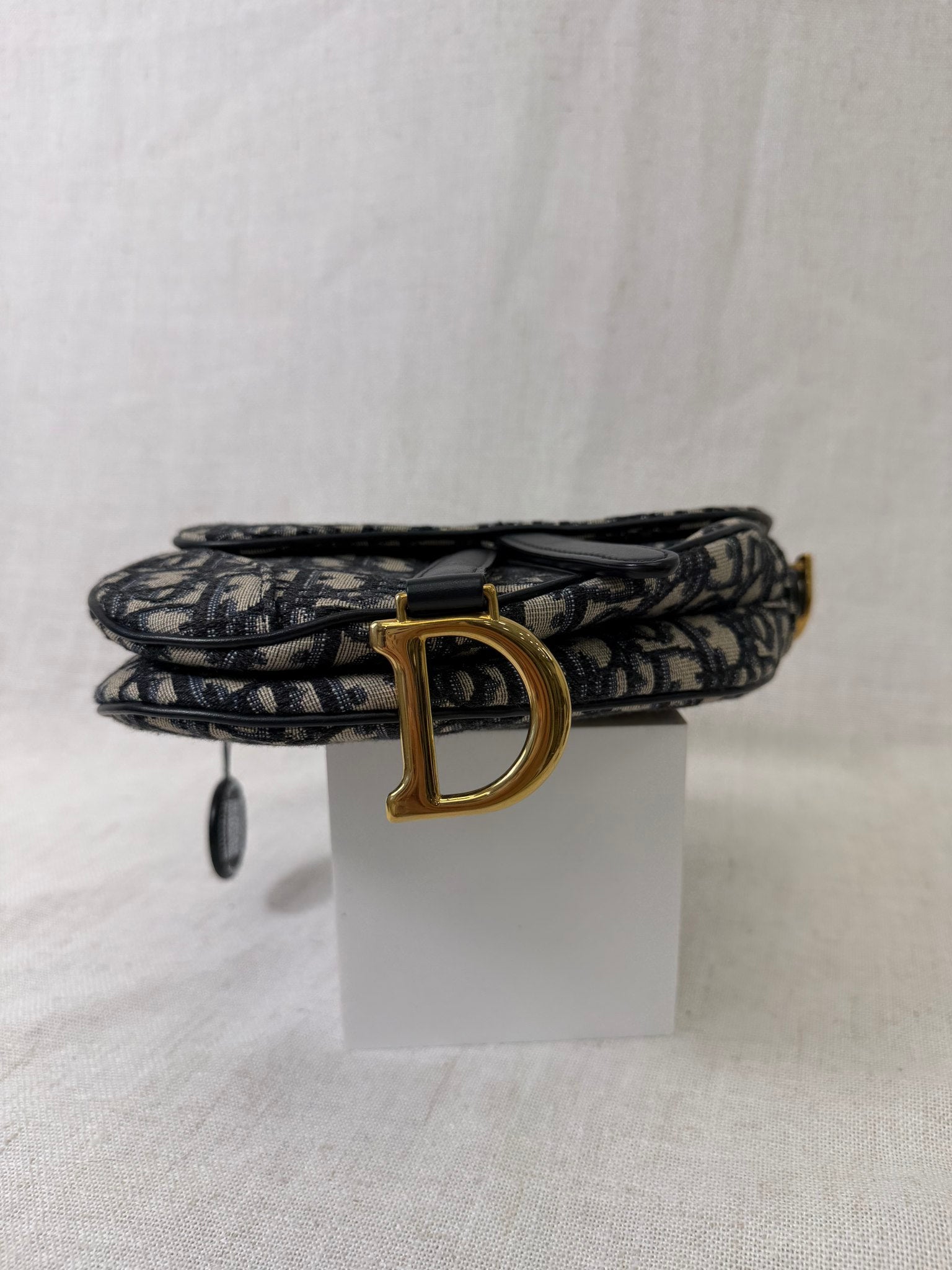 Christian Dior Blue Canvas Mini Saddle Bag