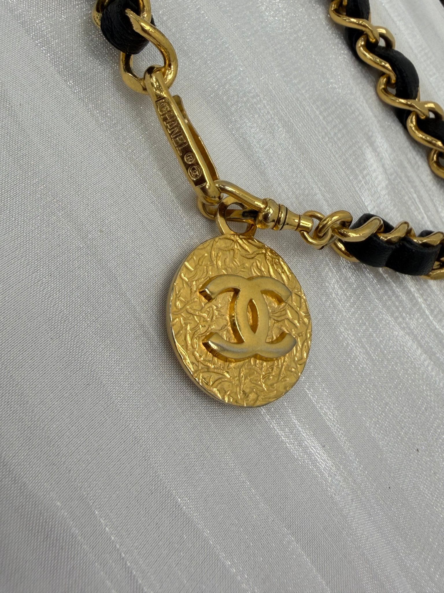 Chanel Vintage Black & Gold Tone Chain Belt