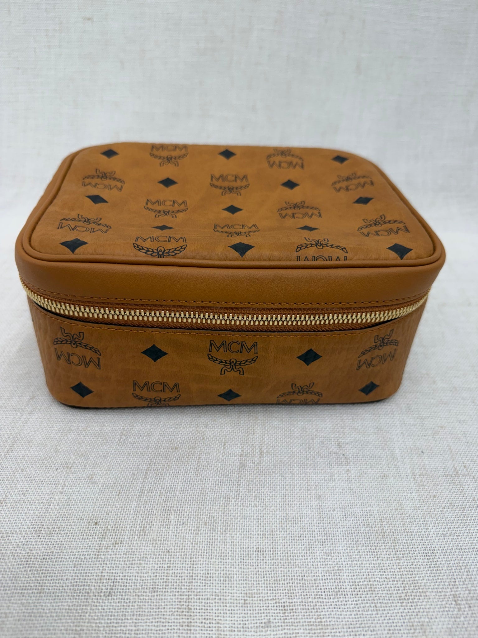 MCM Cognac Visetos Coated Canvas Ottomar Vanity Bag