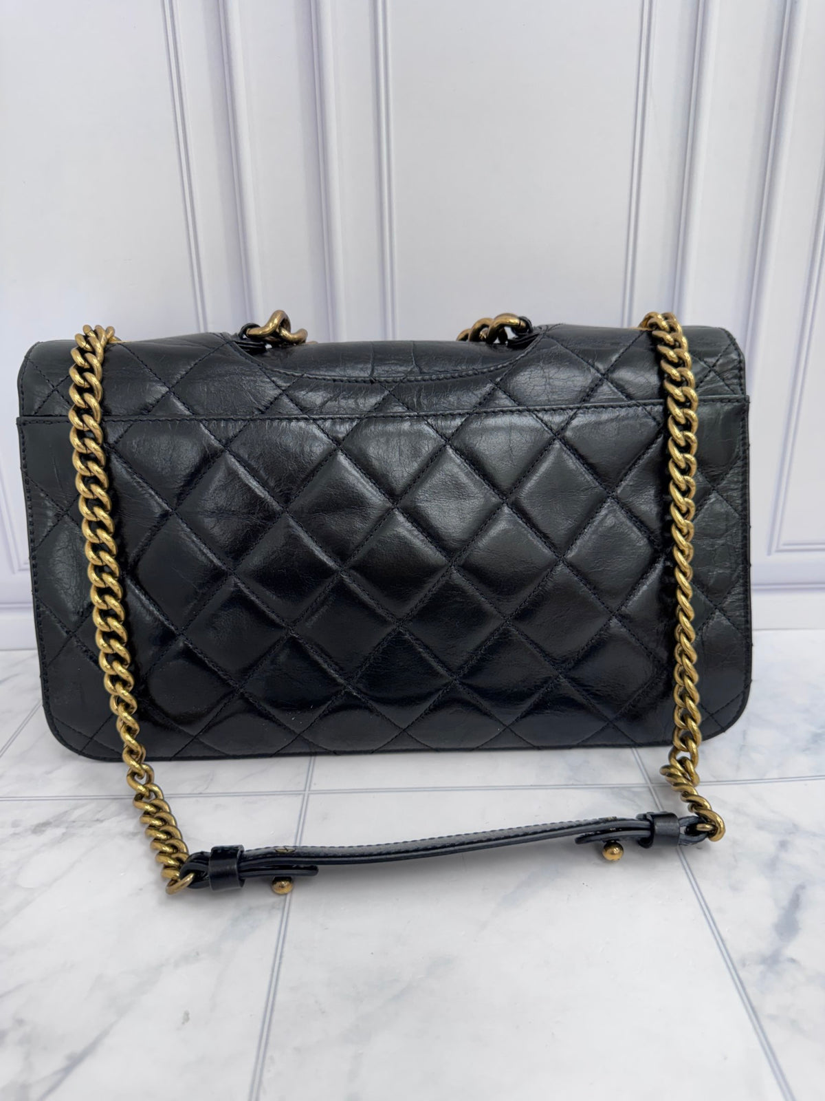 Chanel Black Quilted Calfskin Perfect Edge Large Flap Bag