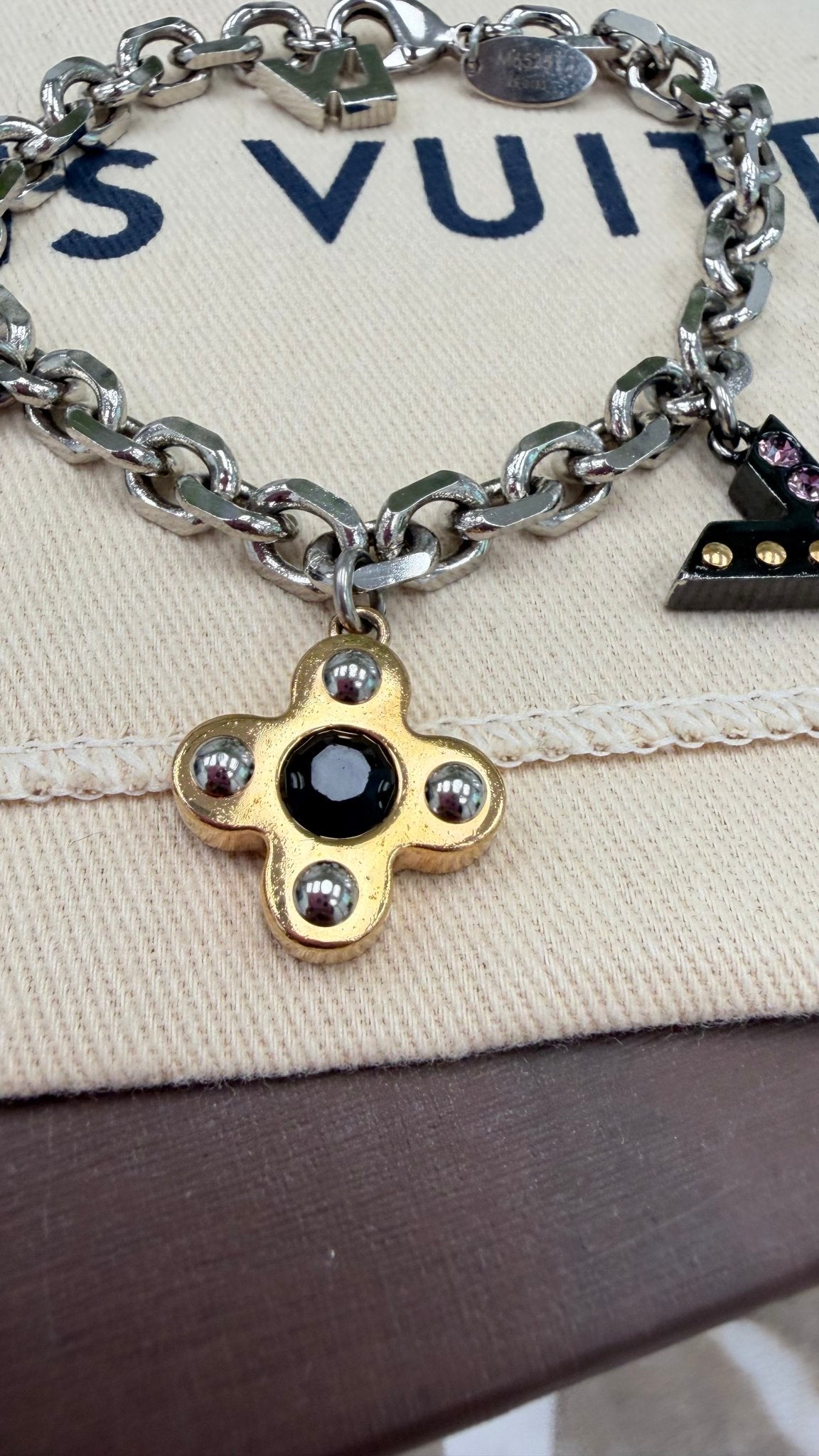 Louis Vuitton Love Letter Timeless Silver Tone Charm Bracelet