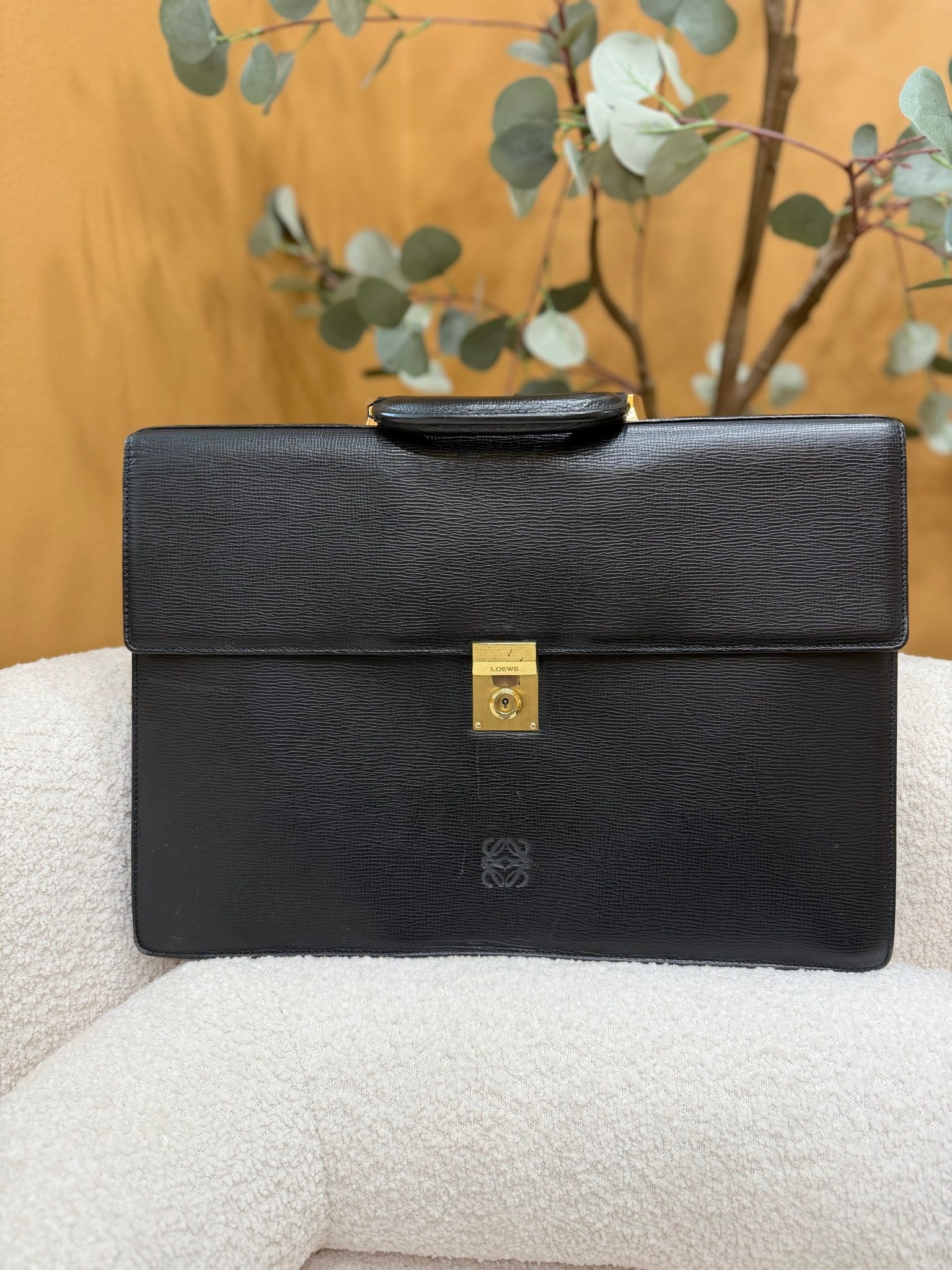 Loewe Vintage Black Leather Briefcase