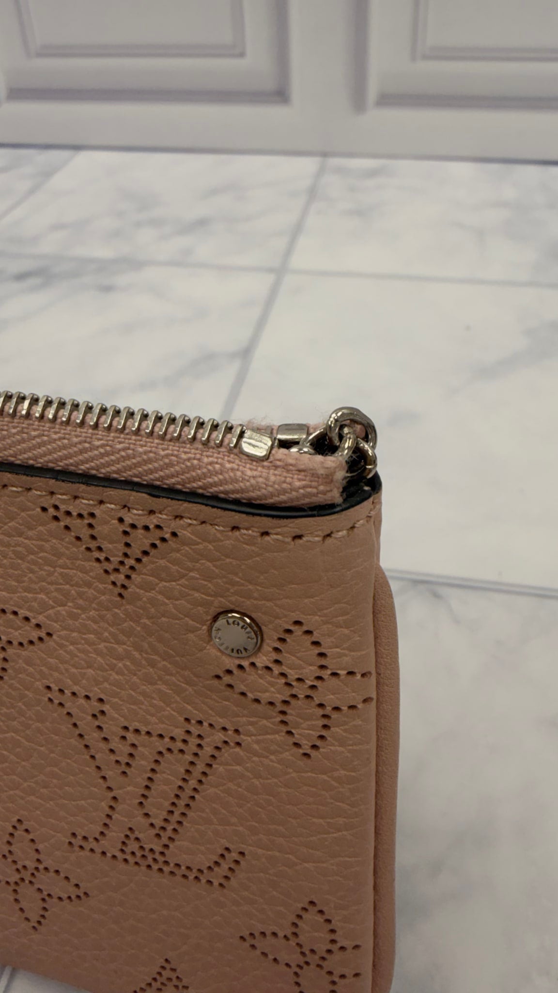 Louis Vuitton Pink Monogram Mahina Leather Key Pouch