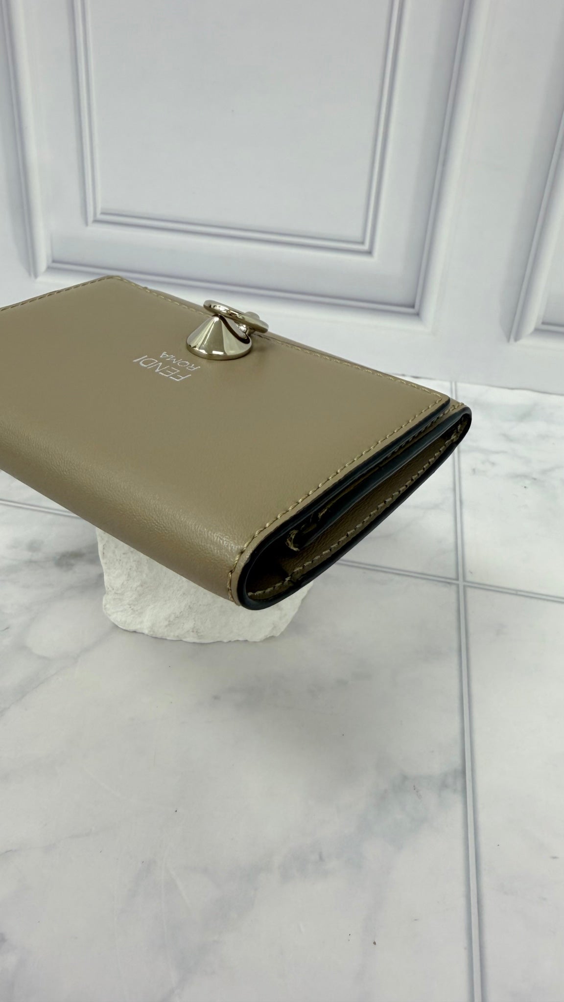 Fendi Taupe Leather By The Way Compact Wallet