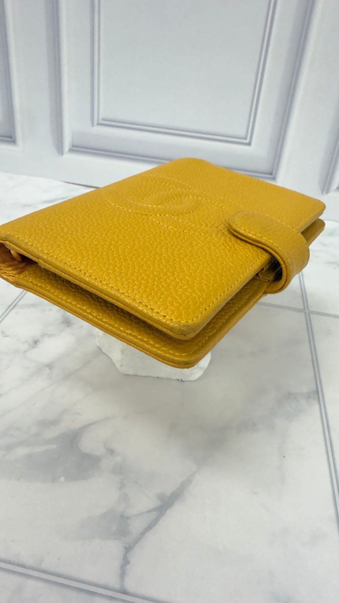 Chanel Yellow Caviar Leather Mini Agenda Cover