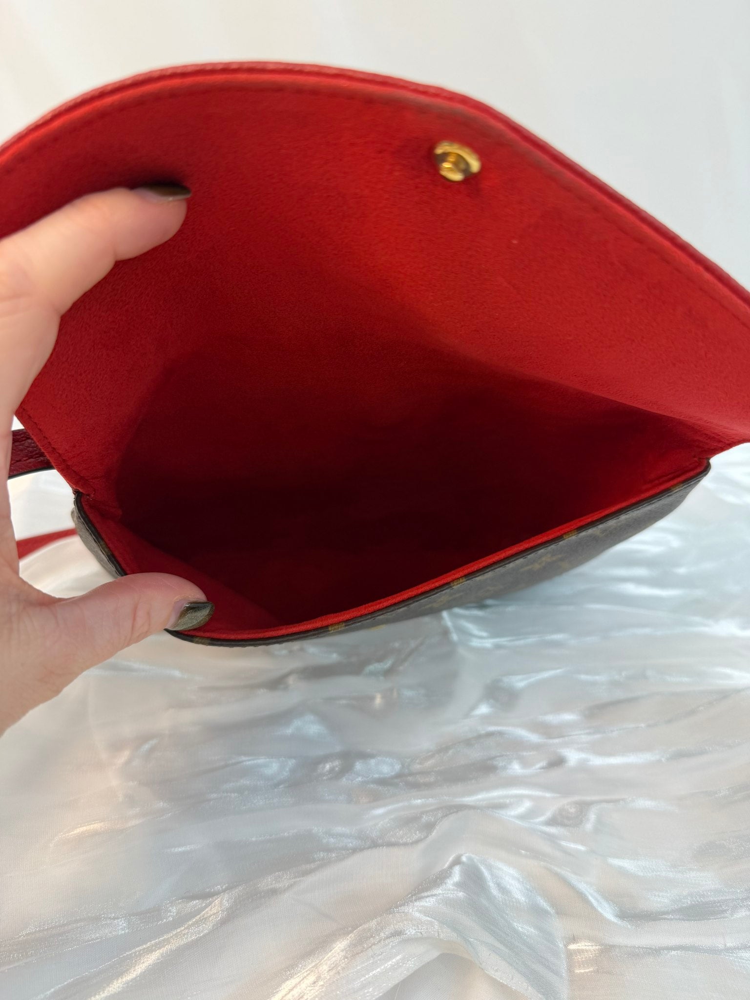 Louis Vuitton Monogram And Red Leather Twice Pochette Bag