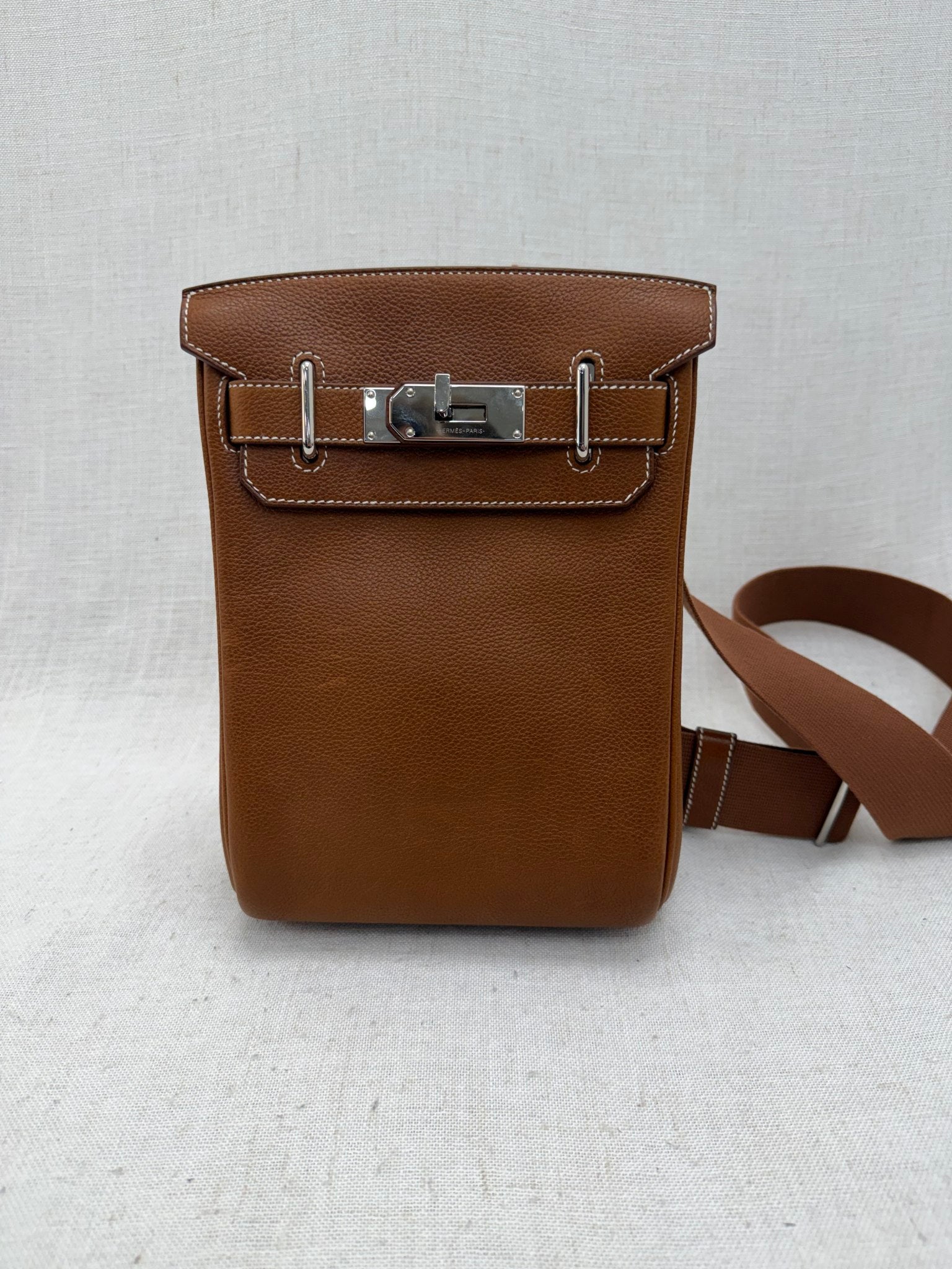 Hermes Natural Fauve Barenia Leather Hac a Dos PM