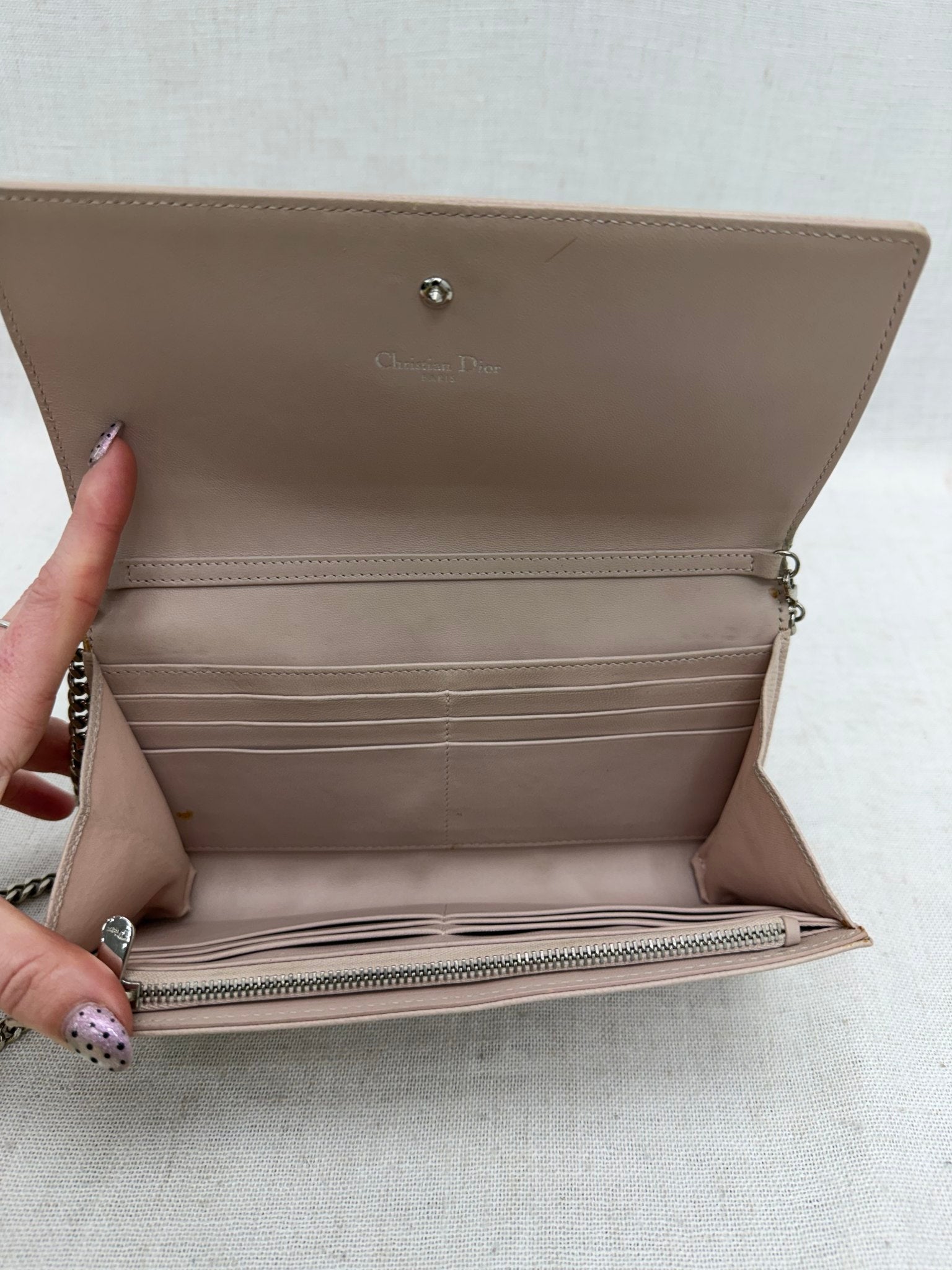 Christian Dior Dusty Rose Diorama Wallet on a Chain