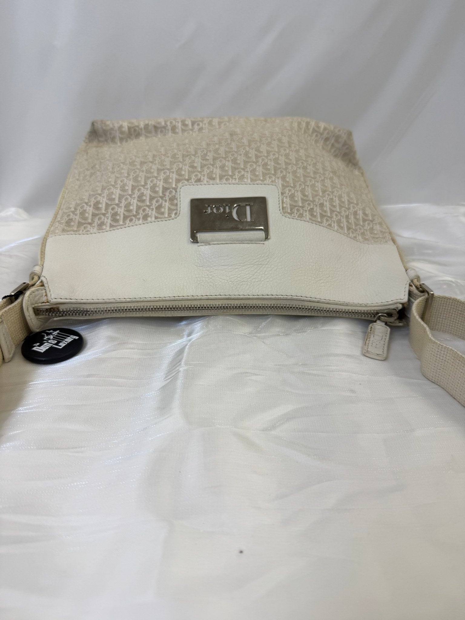 Christian Dior Cream Canvas Trotter Shoulder Bag