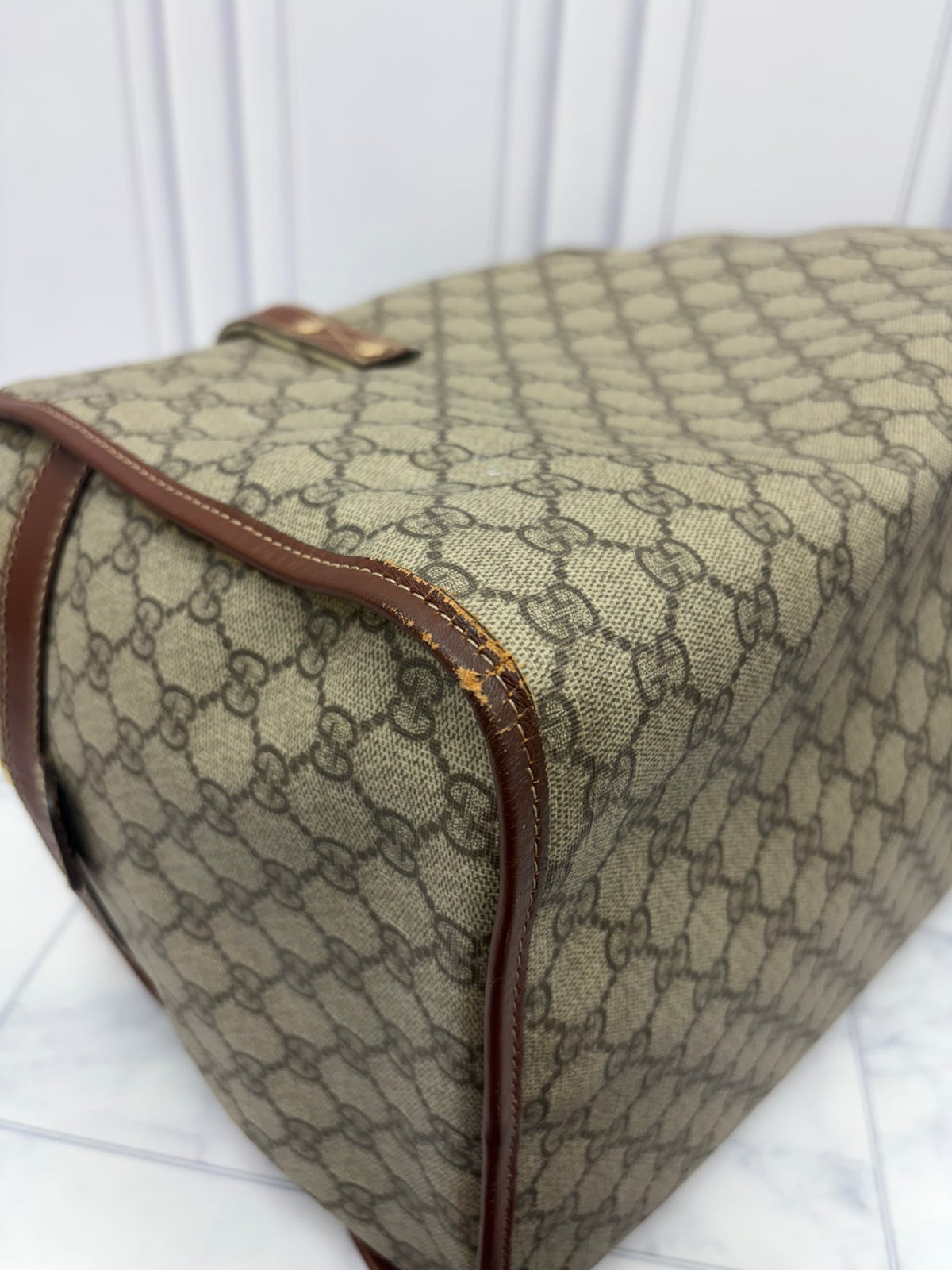 Gucci GG Supreme Canvas Sherry Line Duffle Bag