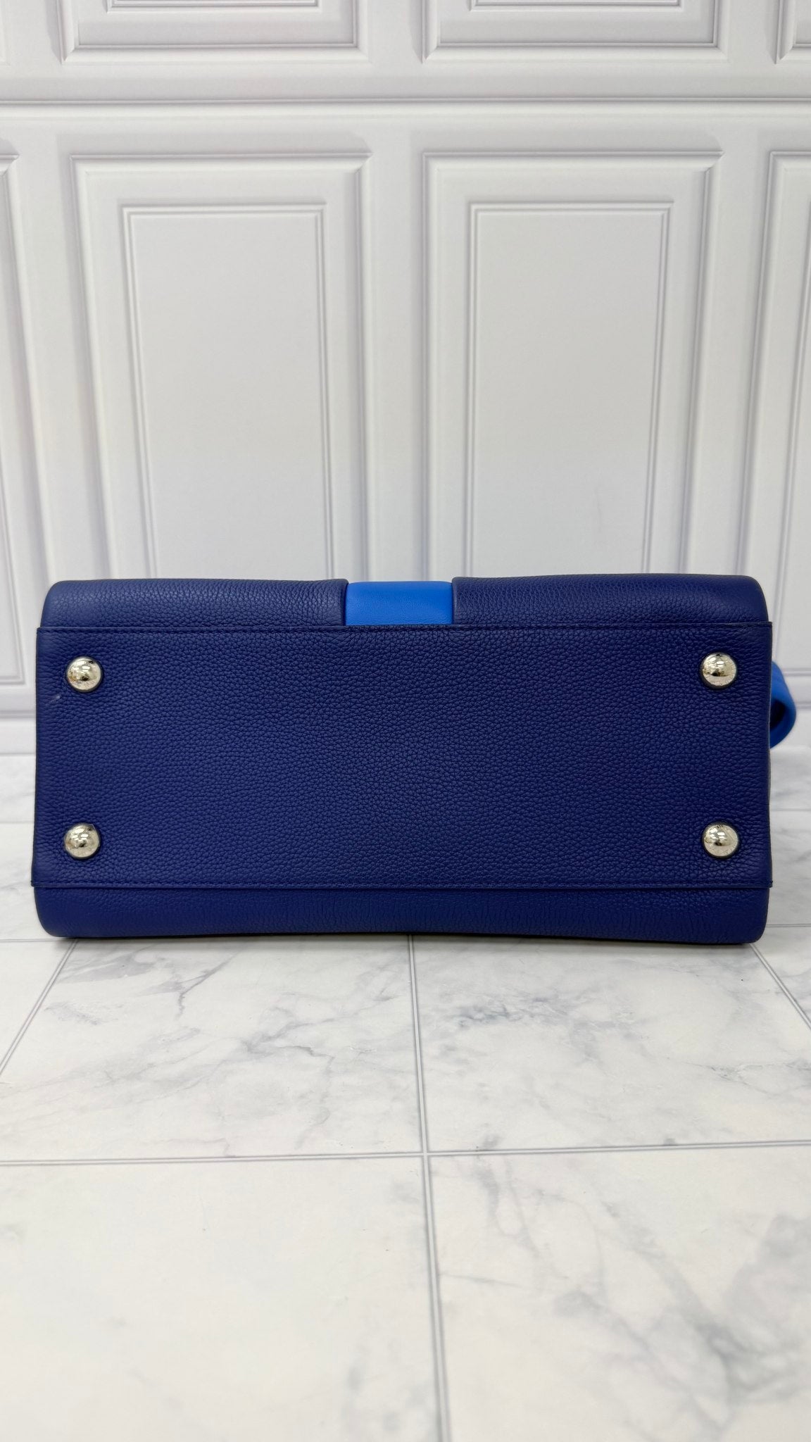 Louis Vuitton Blue Grained Leather Astrid 2Way Bag