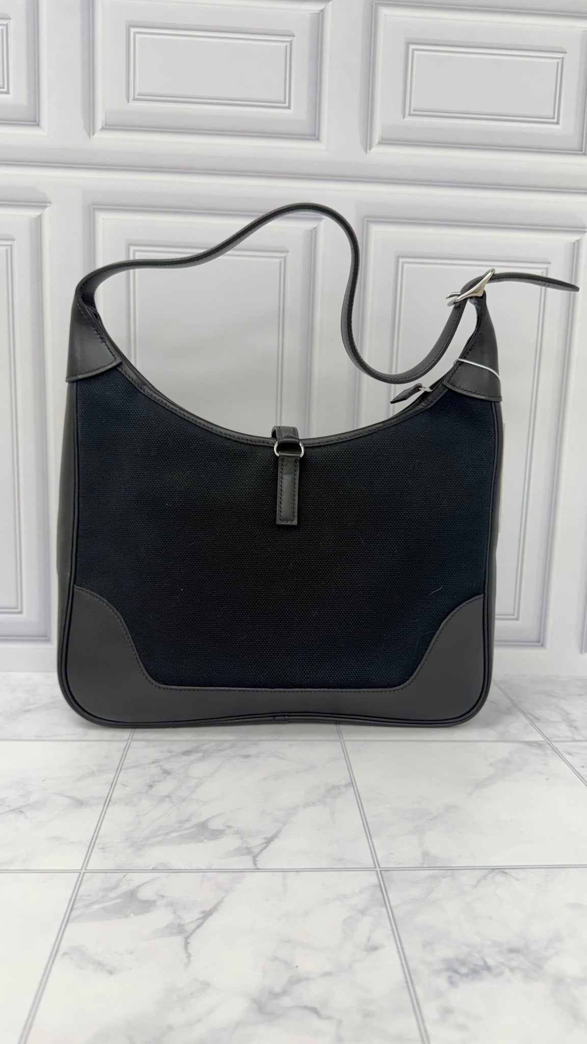 Hermes Black Canvas Trim II 31 Shoulder Bag