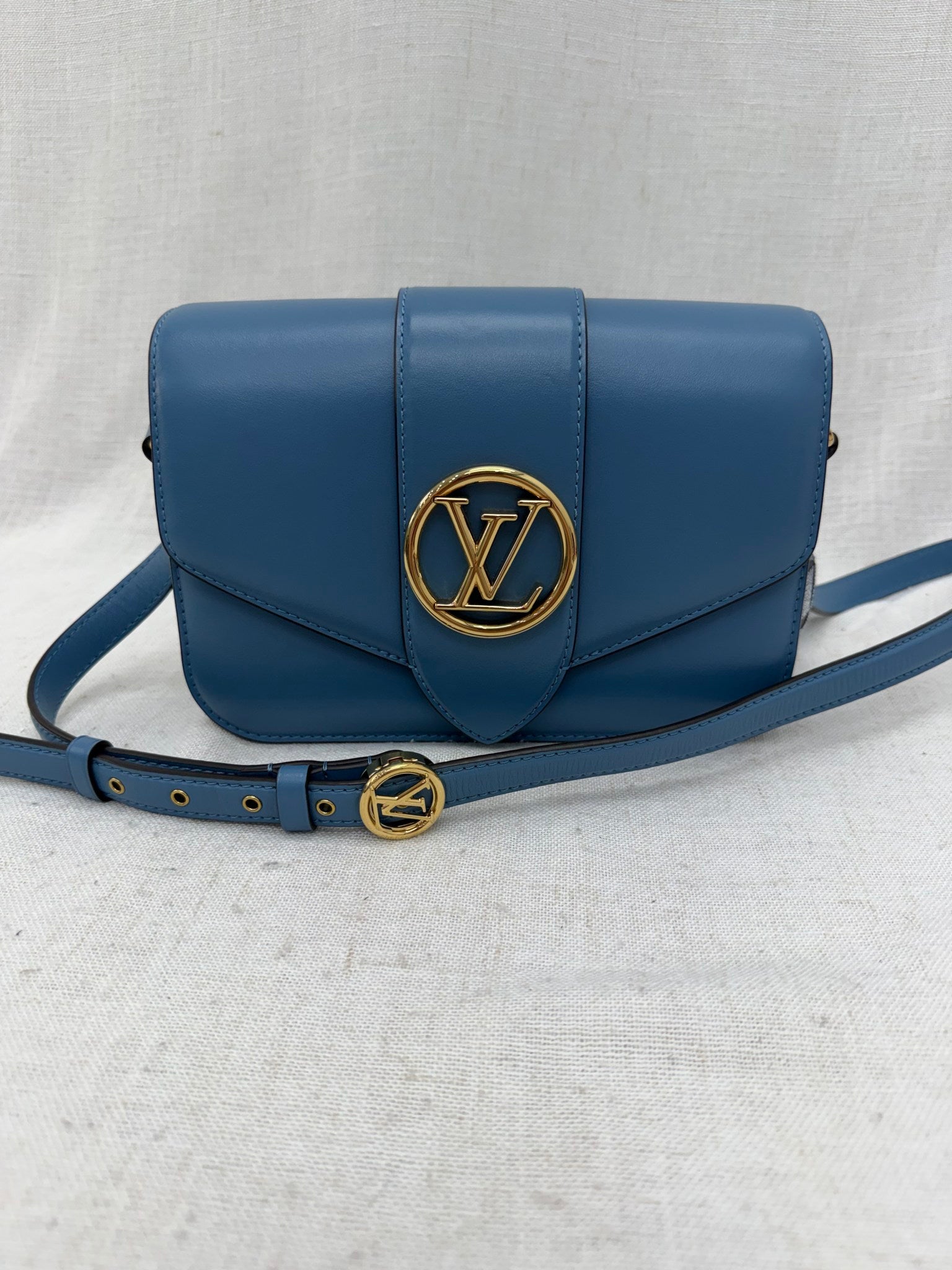 BRAND NEW- Louis Vuitton Blue Leather Pont 9 Crossbody Bag