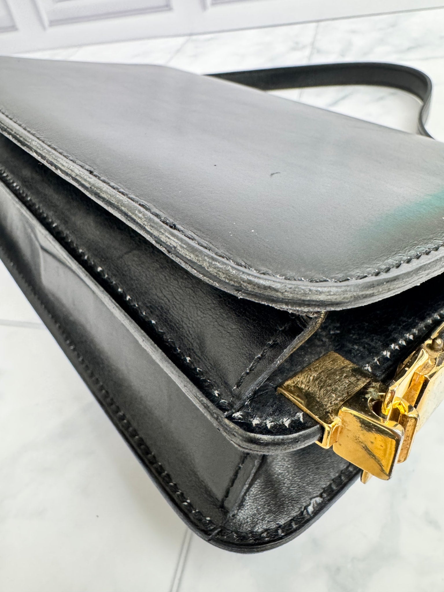 Celine Black Leather Shoulder Bag