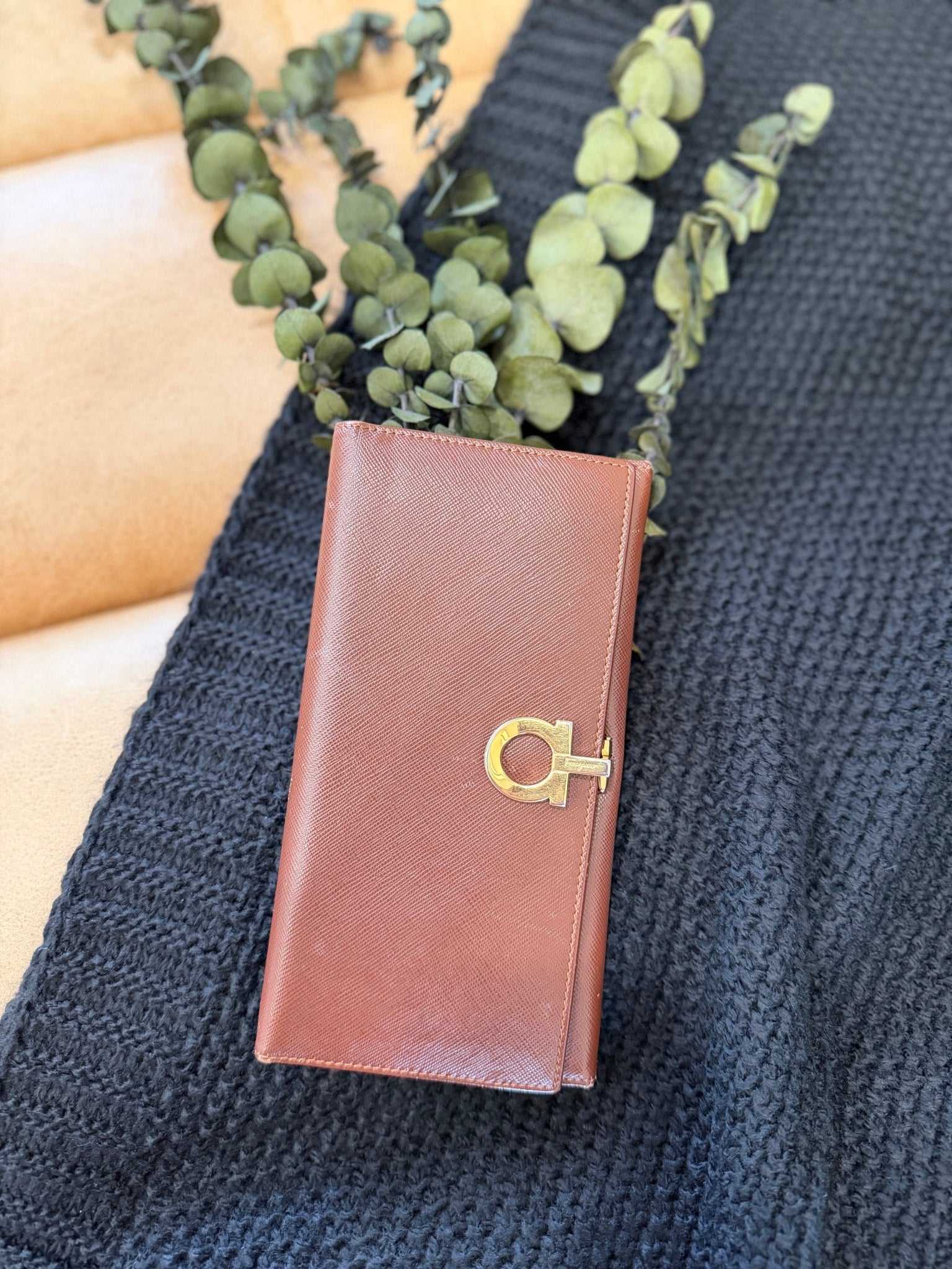Salvatore Ferragamo Brown Leather Long Wallet