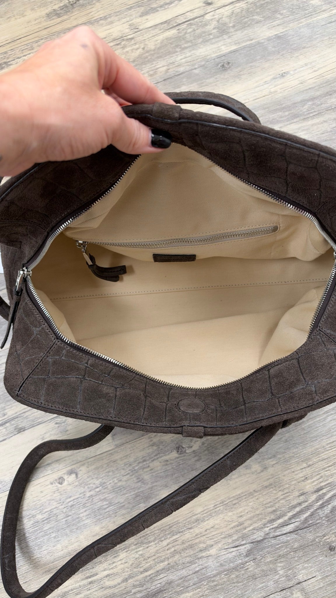 BRAND NEW Jacquemus Dark Brown Croc Embossed Suede Le Turismo Shoulder Bag