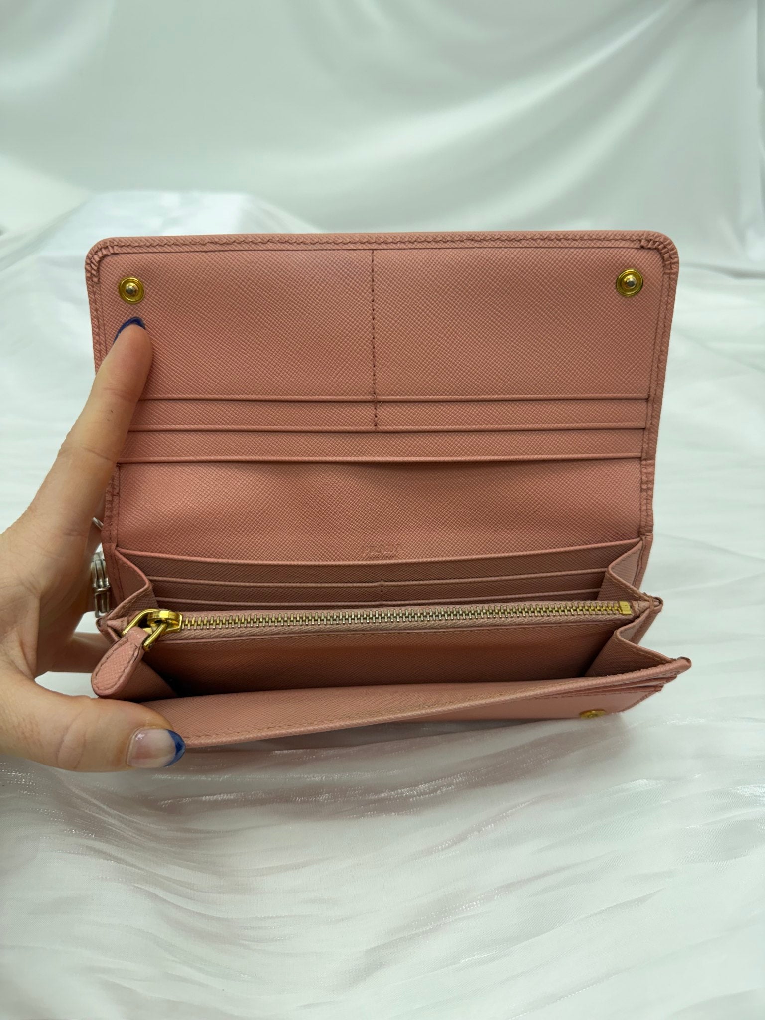 Prada Pink Saffiano Leather Bow Long Wallet