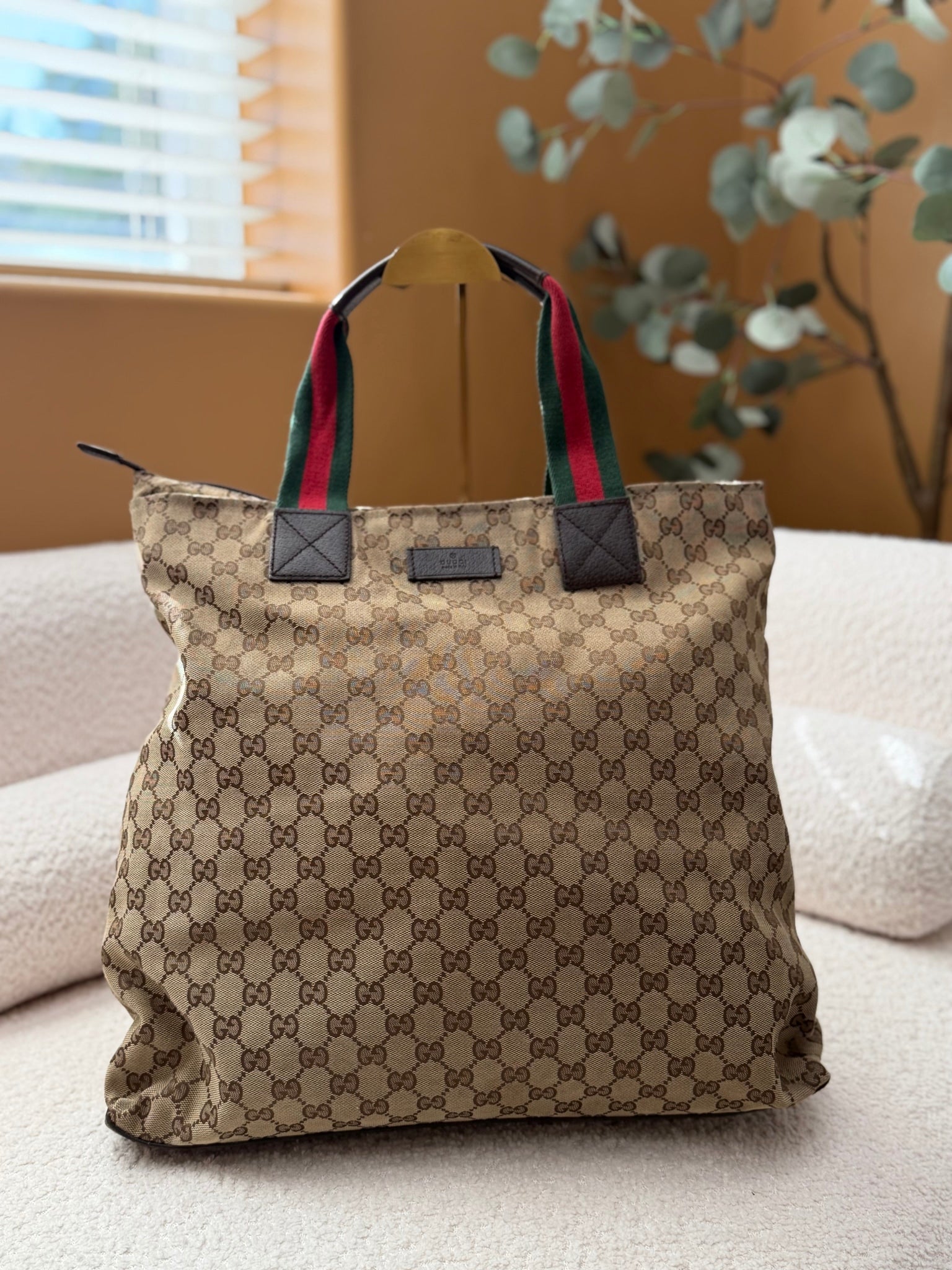 Gucci GG Brown Canvas Web Straps Messenger Bag