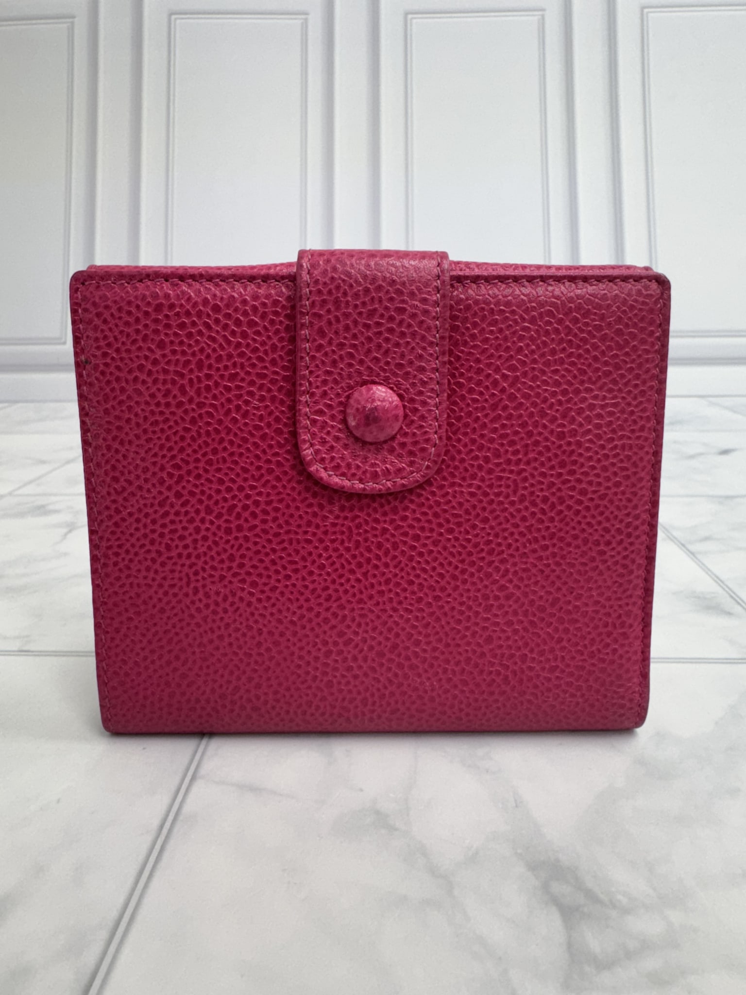 Chanel Pink Caviar Leather Timeless CC Compact Wallet