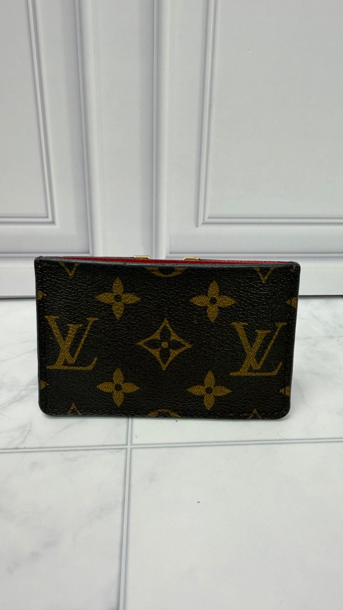 Louis Vuitton Monogram Red Leather Kimono Card Holder
