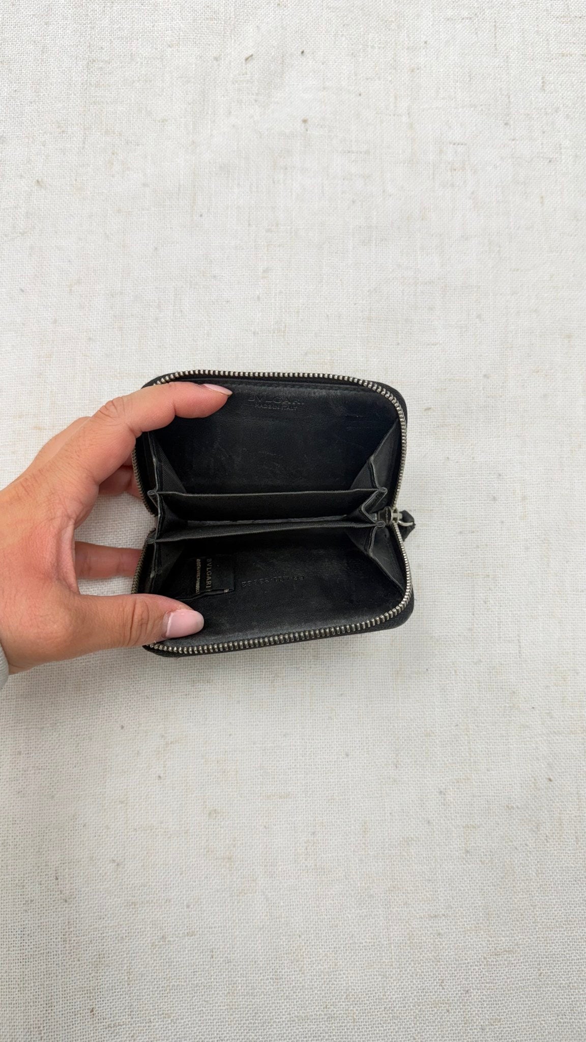 Bvlgari Black Coated Canvas Zippy Coin Purse