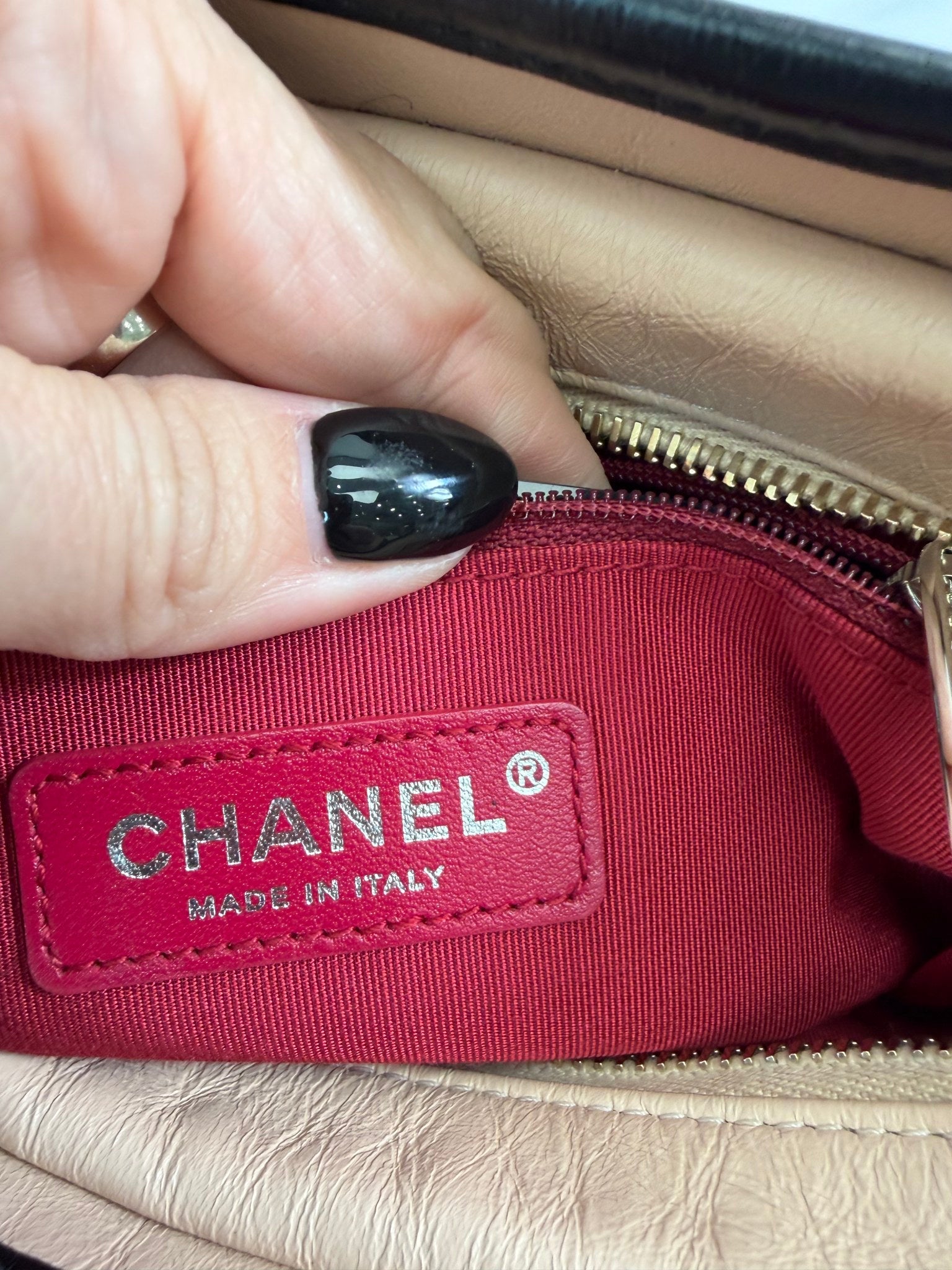 Chanel Beige Quilted x Black Calfskin Gabrielle Small Crossbody Bag