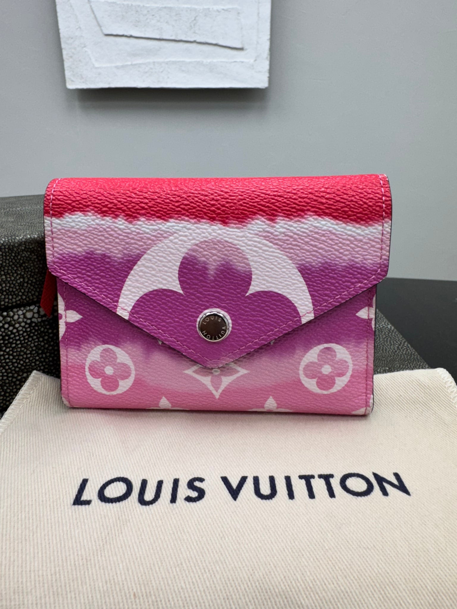 Louis Vuitton Pink And Red Monogram Victorine Escale Compact Wallet