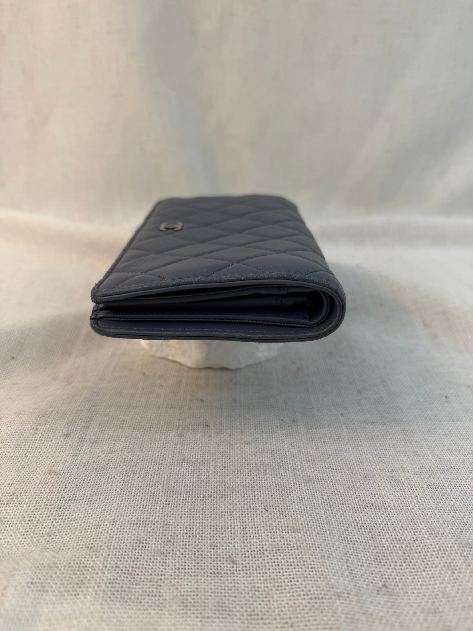 Chanel Blue Lambskin Quilted Long Wallet