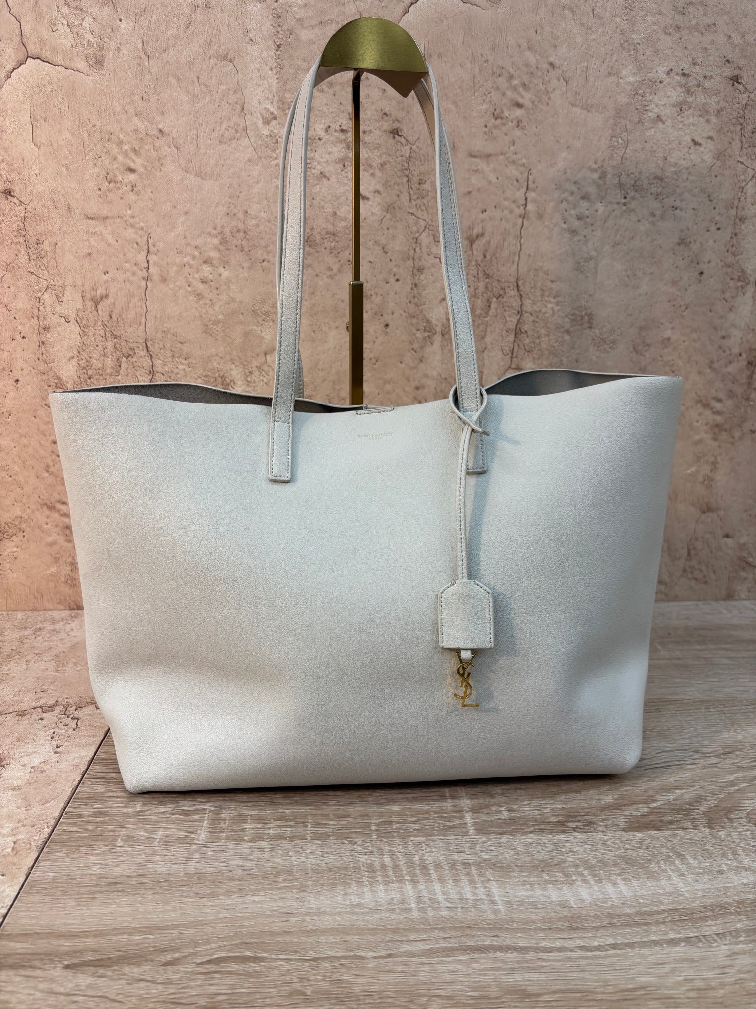 Saint Laurent YSL Cream Leather Tote