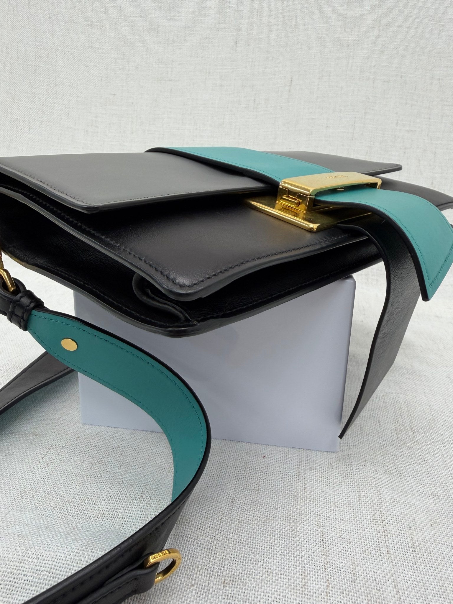 Prada Tricolor Leather Ribbon Flap Shoulder Bag