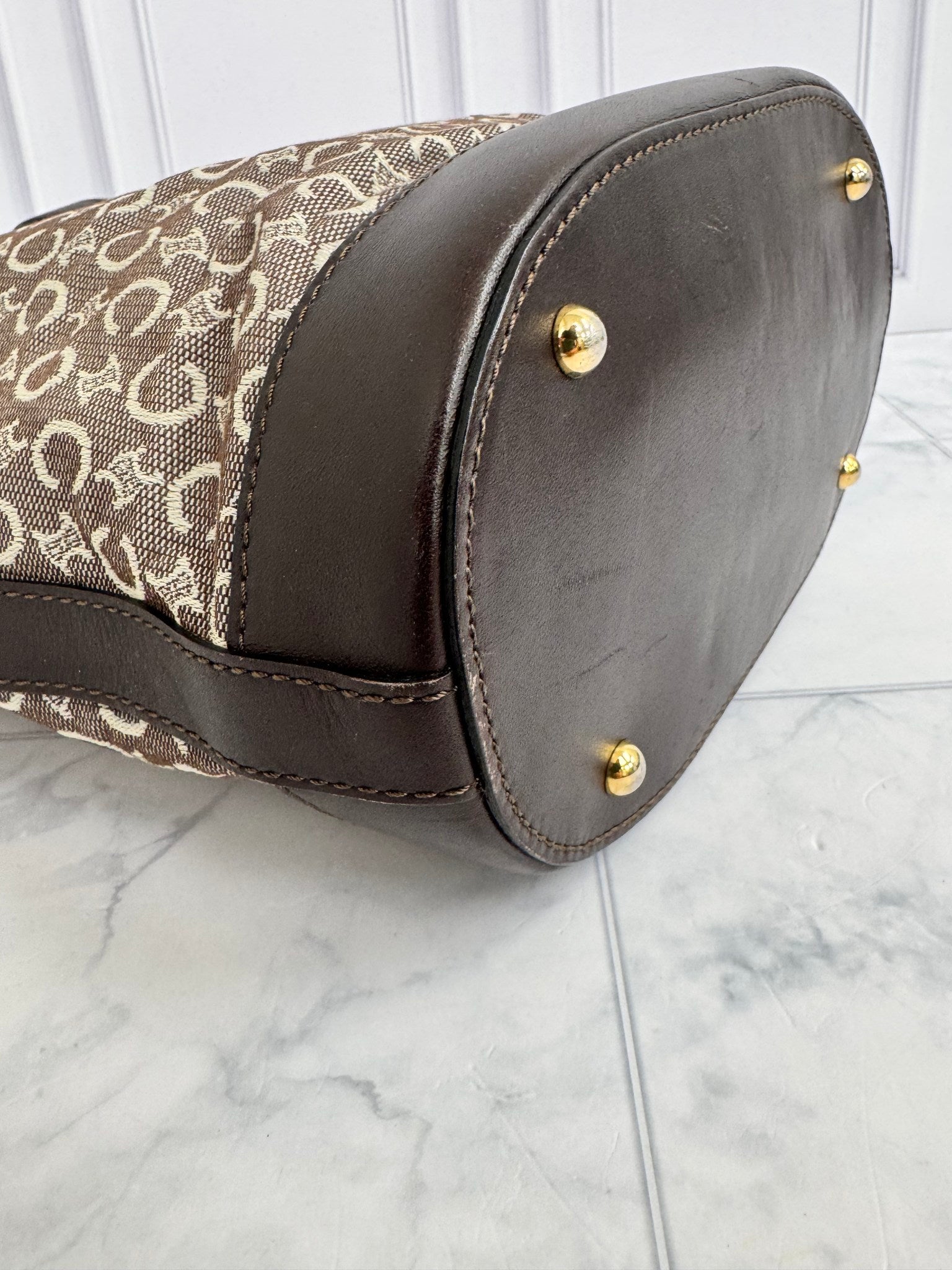 Celine Brown C Macadam Canvas Bucket Bag