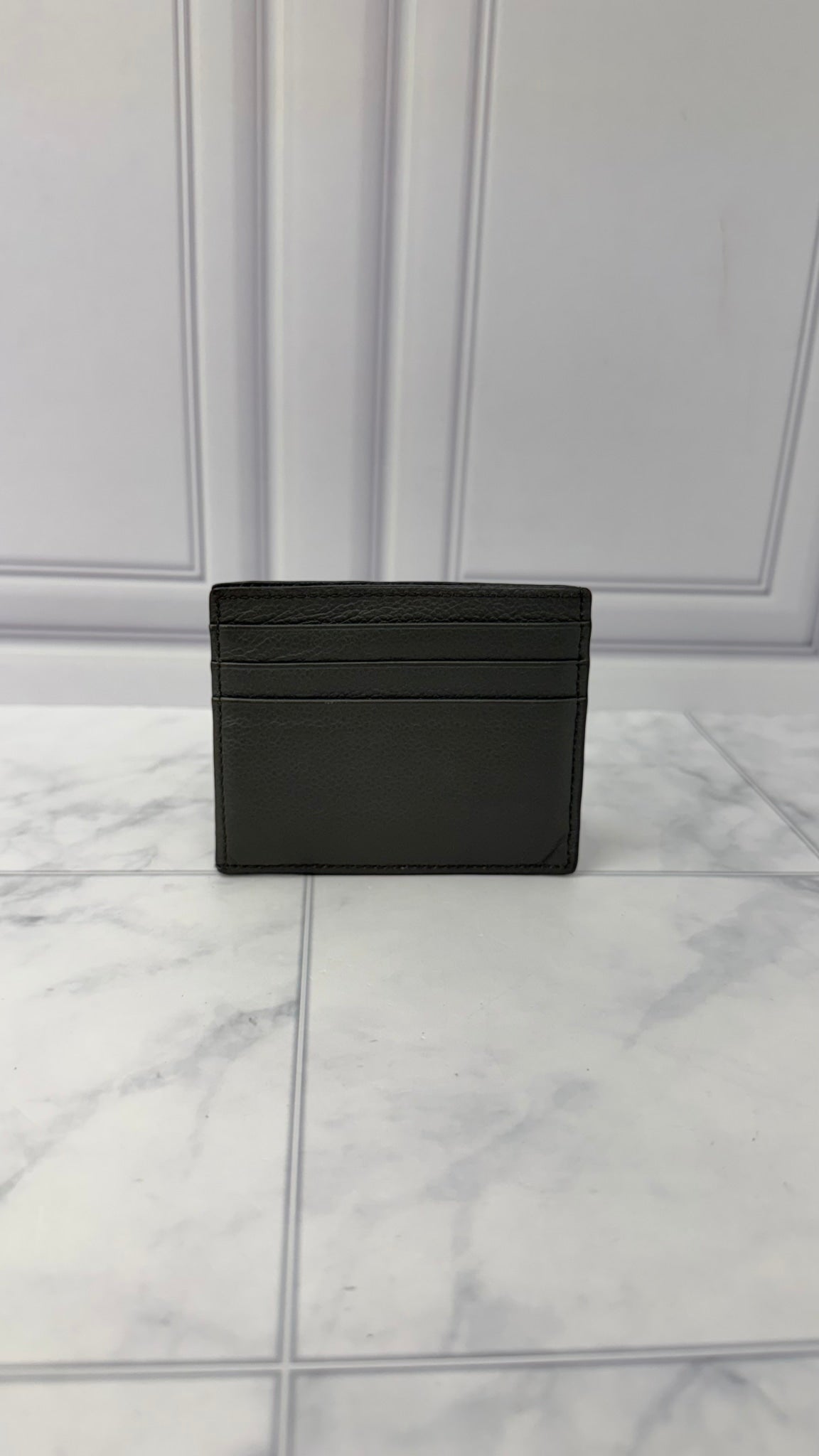 Prada Grey Grained Leather Card Holder