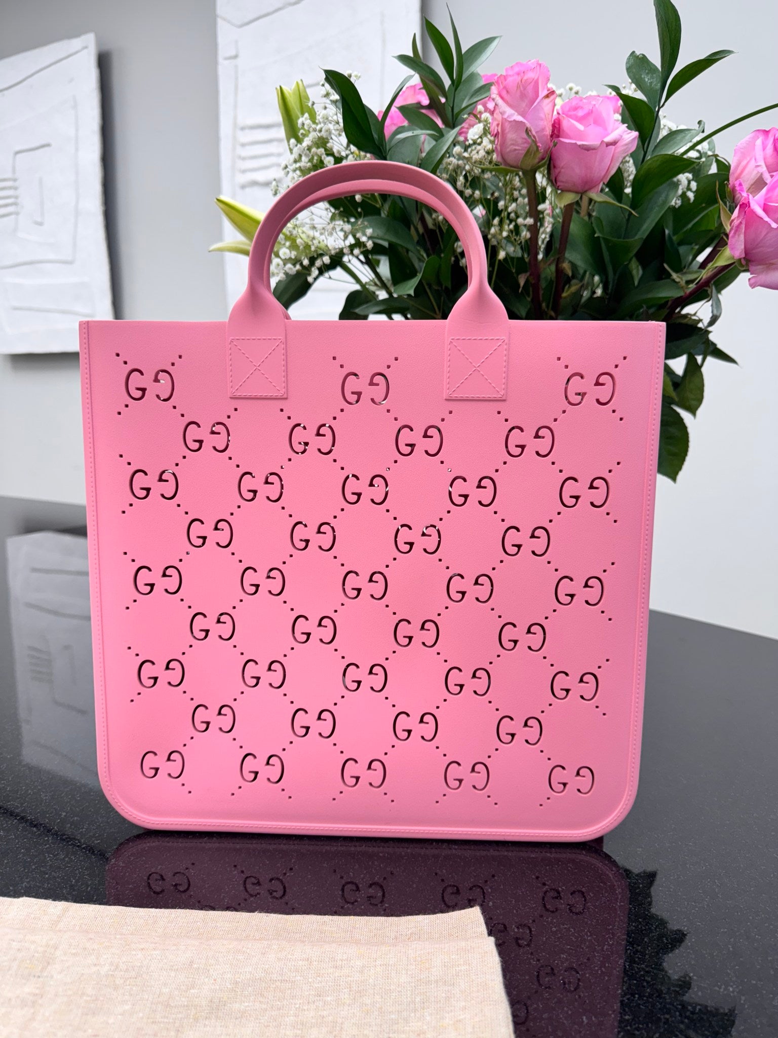 Gucci Pink GG Rubber Tote Bag