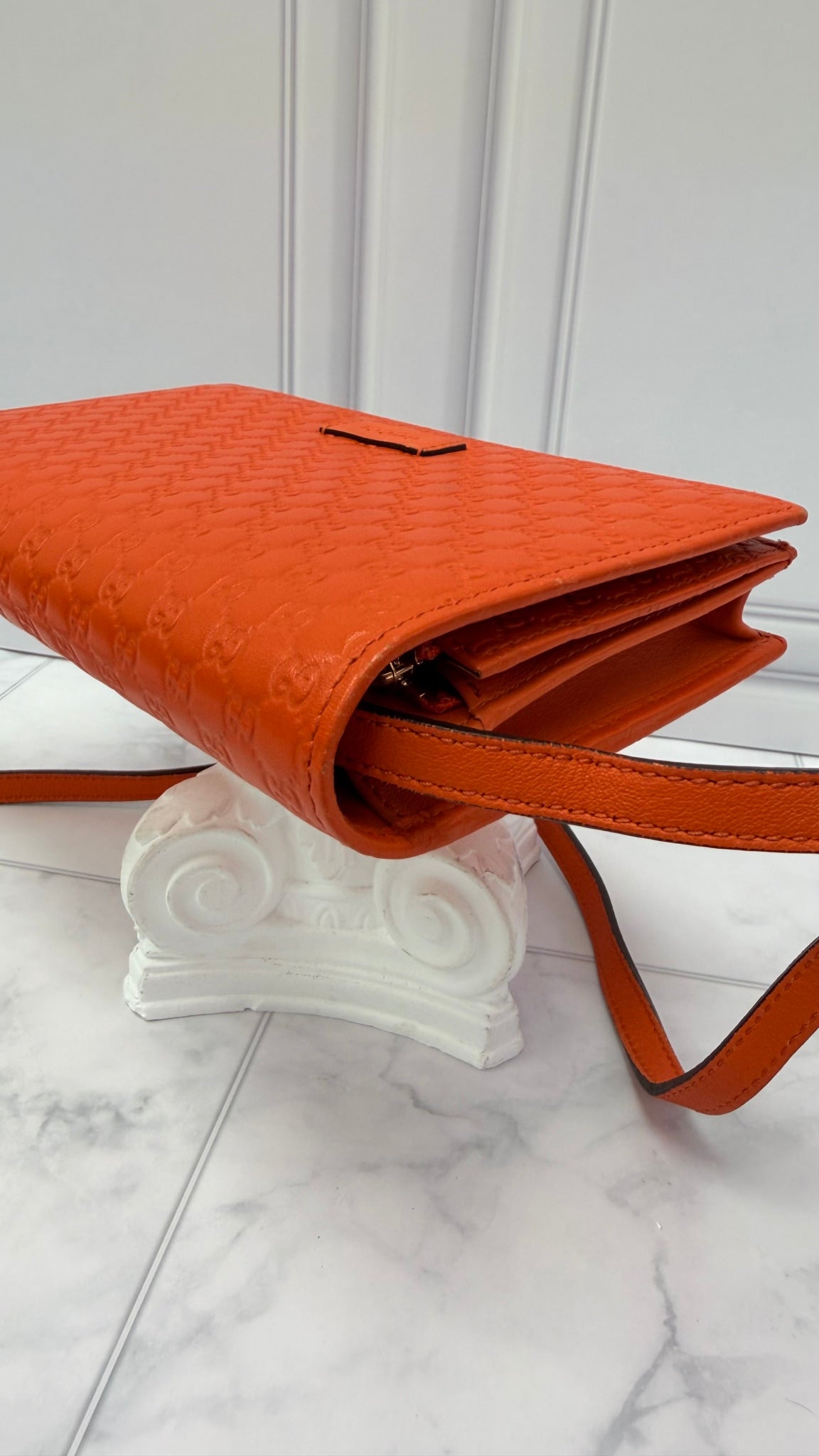 Gucci Orange Microguccissima Wallet on a Chain