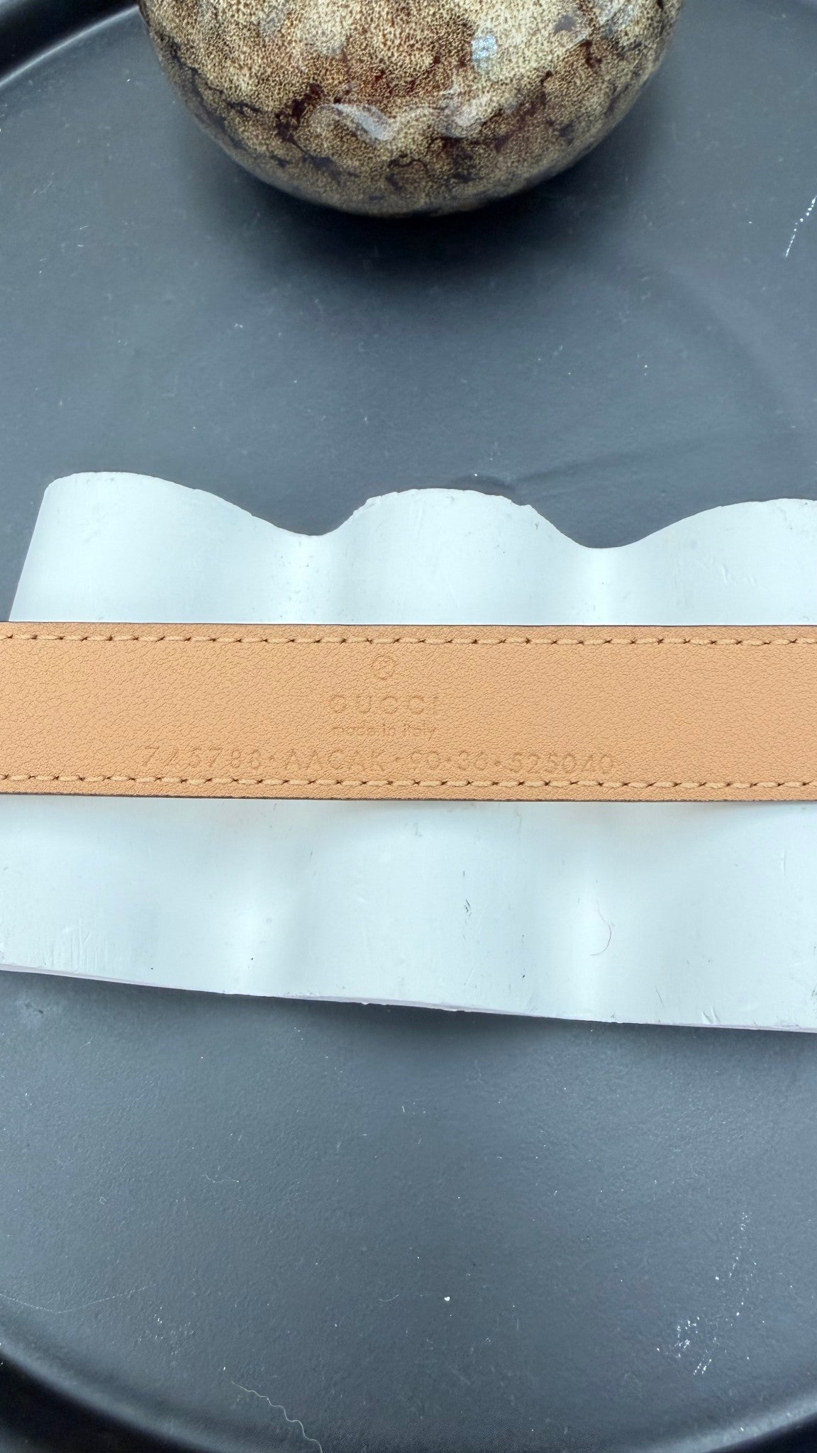 BRAND NEW- Gucci Tan Leather & Interlocking G Python Bow Belt Size 90/36