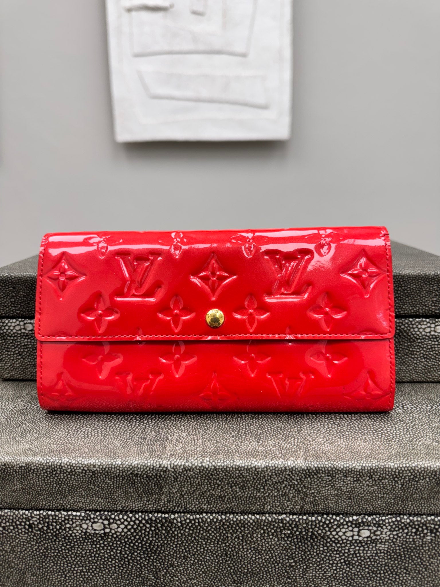 Louis Vuitton Red Patent Leather Vernis Sarah Long Wallet