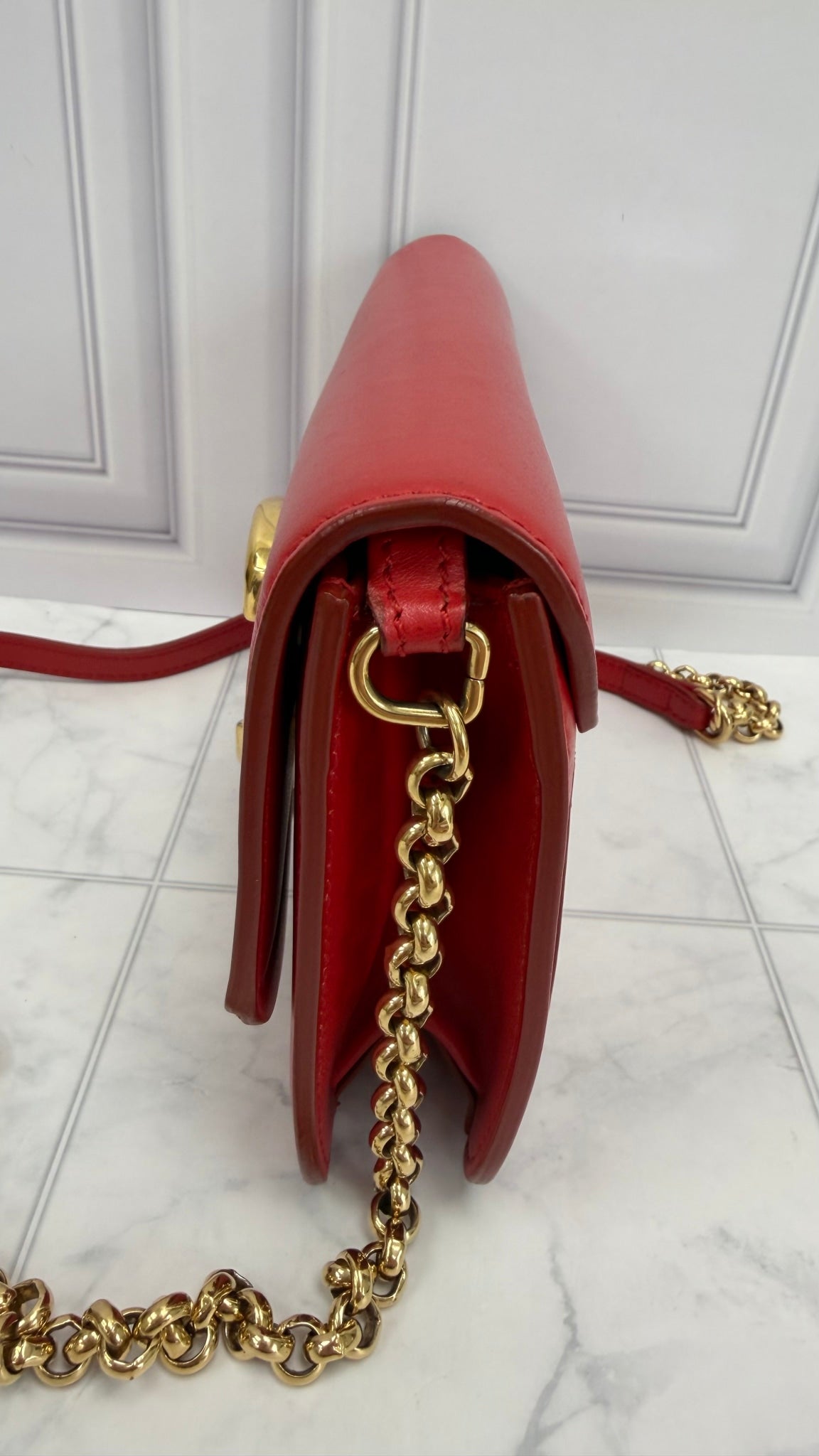 Chloe Red Suede & Leather C Chain Crossbody