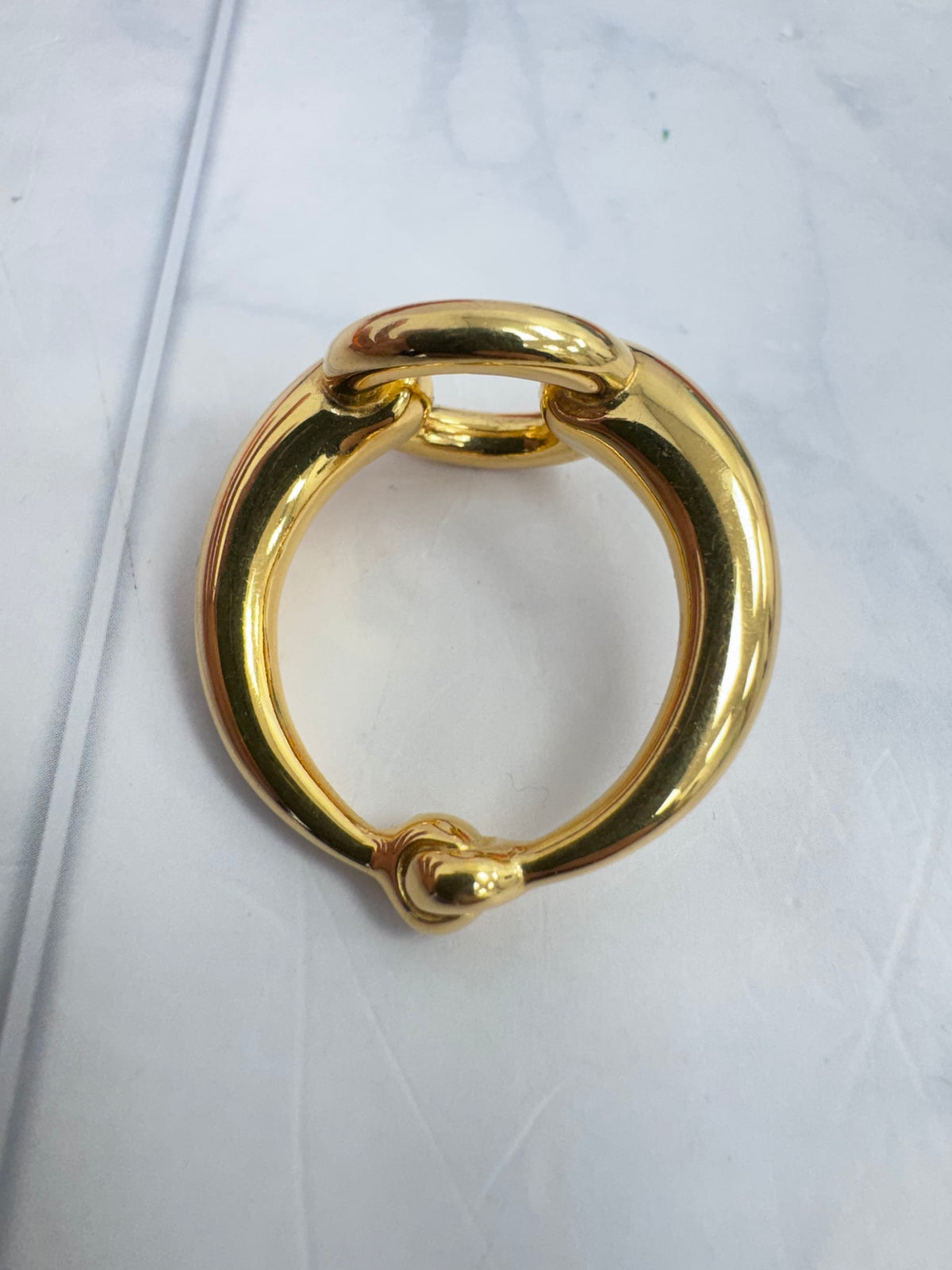 Hermes Gold Tone Mors Horsebit Scarf Ring