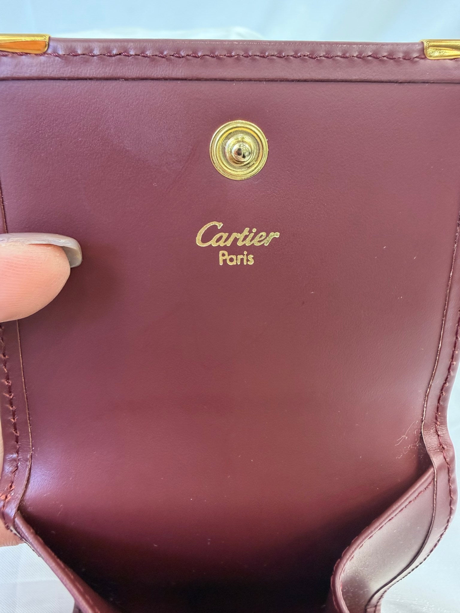 Cartier Bordeaux Leather Must Line Coin Case