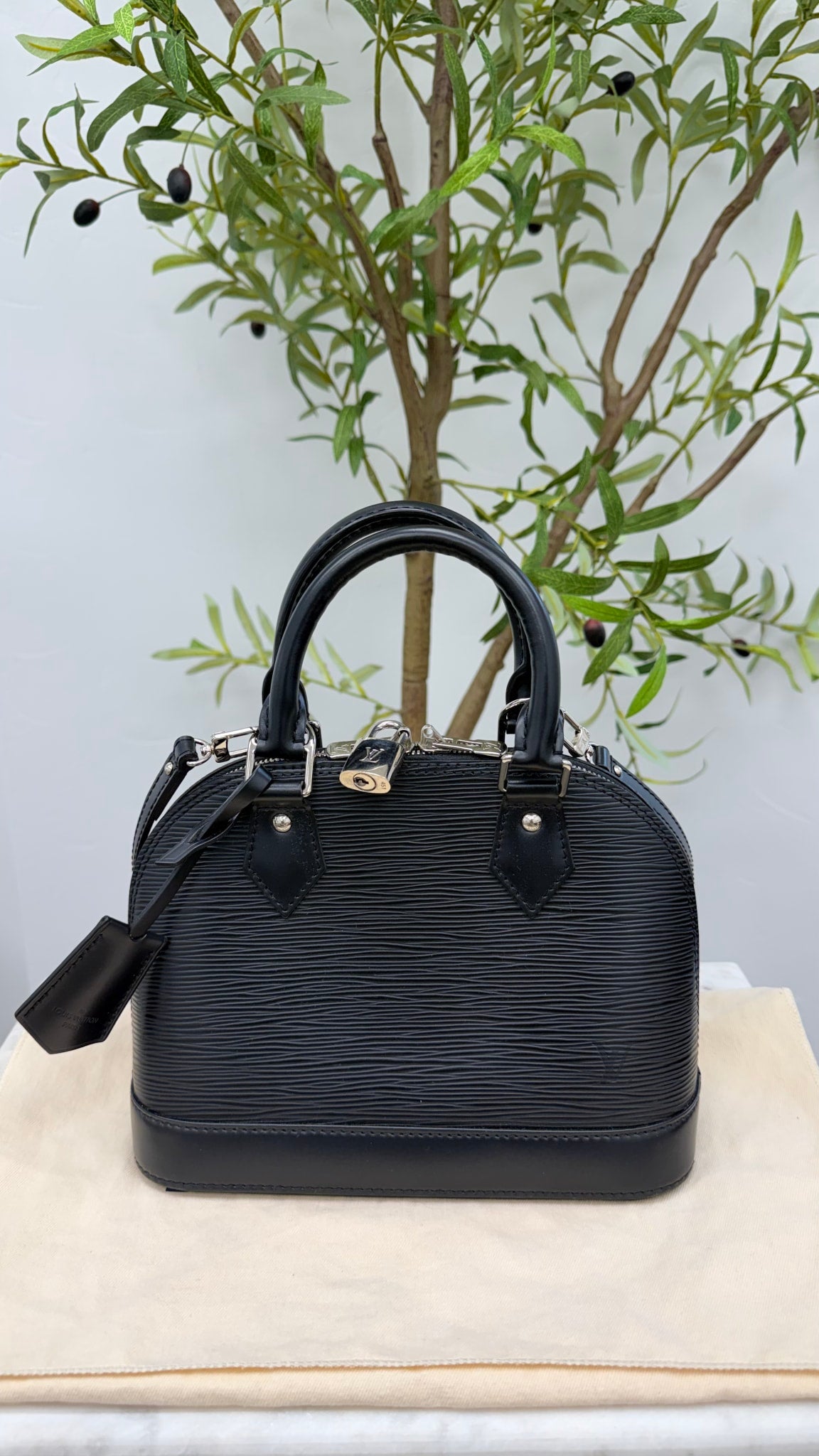 LIKE NEW - Louis Vuitton Black Epi Leather Alma BB Handbag