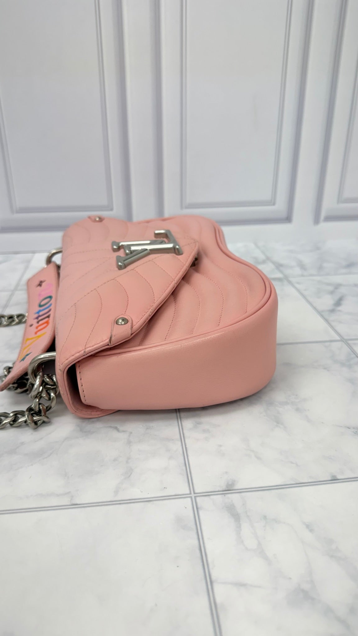 Louis Vuitton Light Pink Leather New Wave MM Chain Shoulder Bag