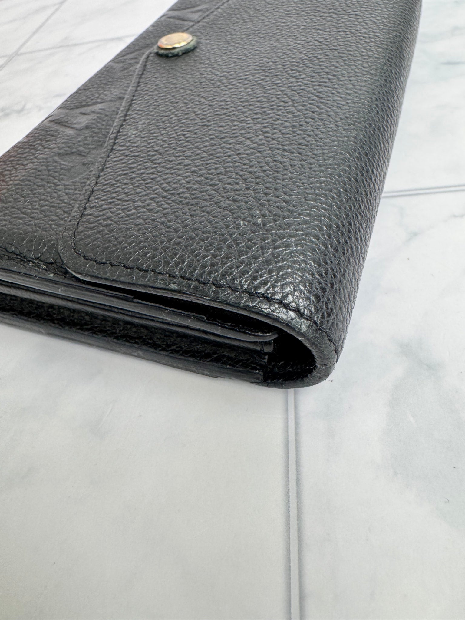 Louis Vuitton Black Monogram Empreinte Sarah Long Wallet