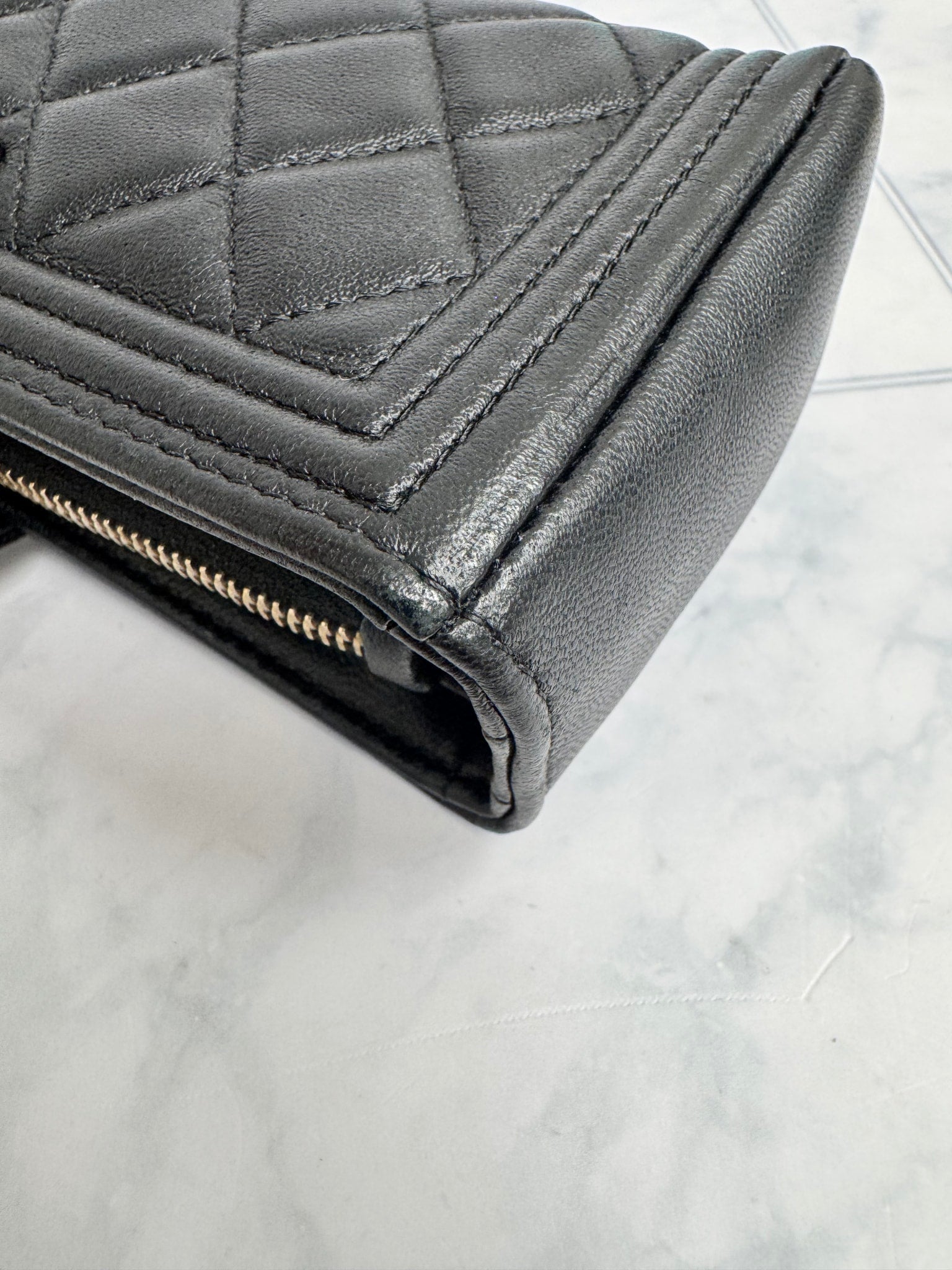Chanel Black Quilted Leather Boy Clutch