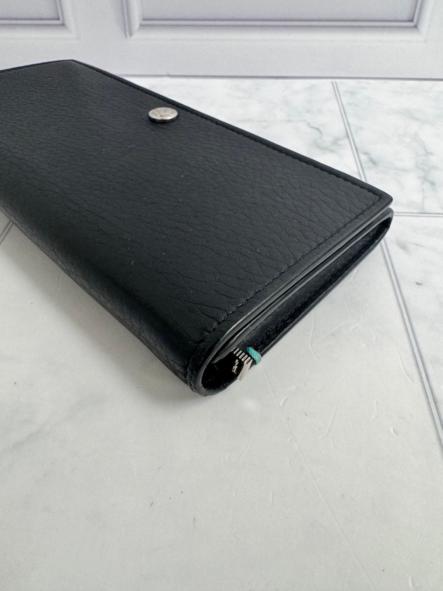 Tiffany & Co. Black Grained Leather Bifold Long Wallet