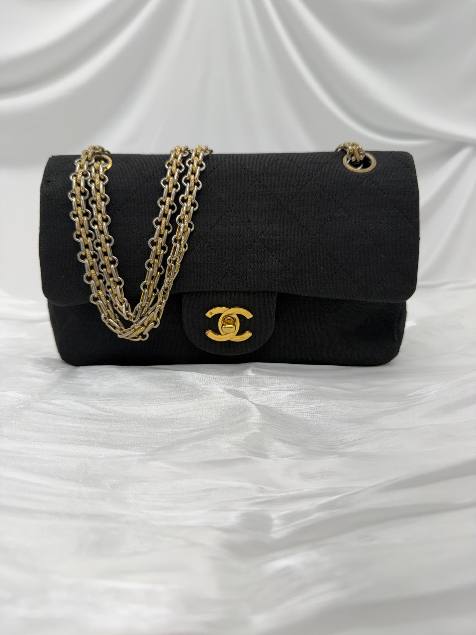 Chanel Jersey Quilted Cloth Small Double Flap