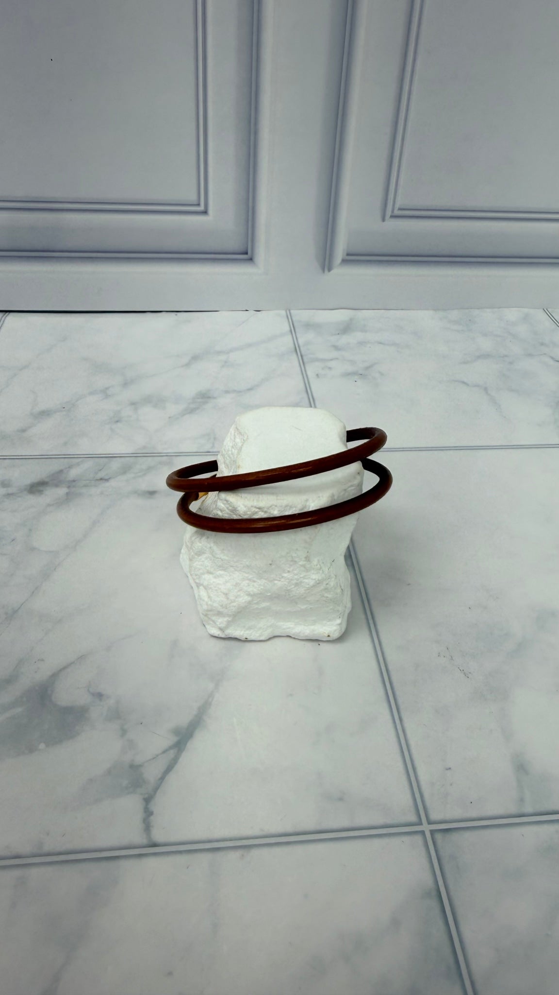 Hermes Brown Leather Jumbo Hook Double Wrap Bracelet