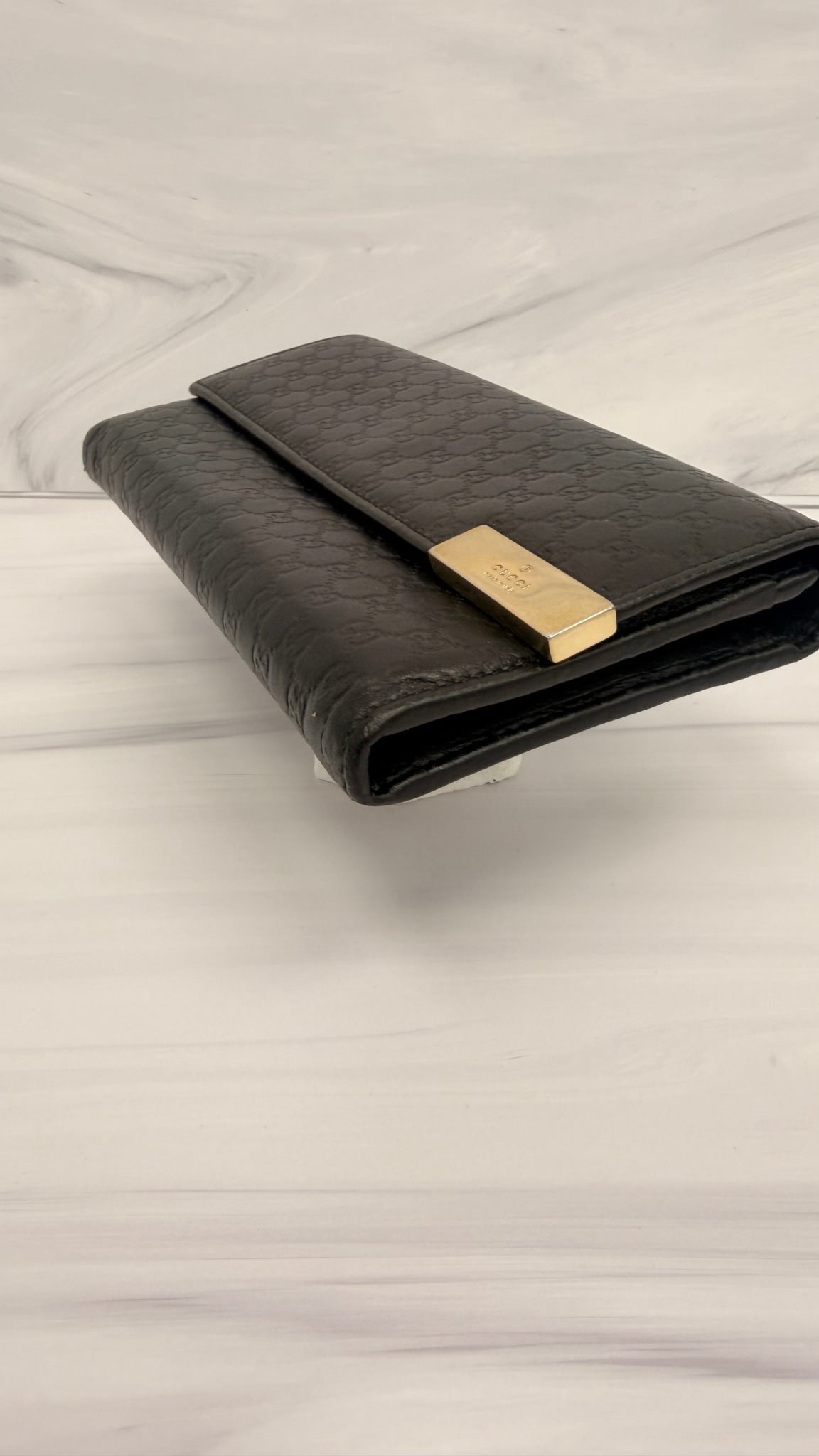 Gucci Black Guccissima Leather Long Wallet