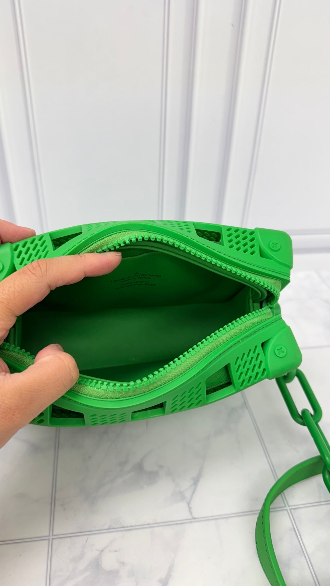 Louis Vuitton Green Rubber Mini Soft Trunk Crossbody Bag