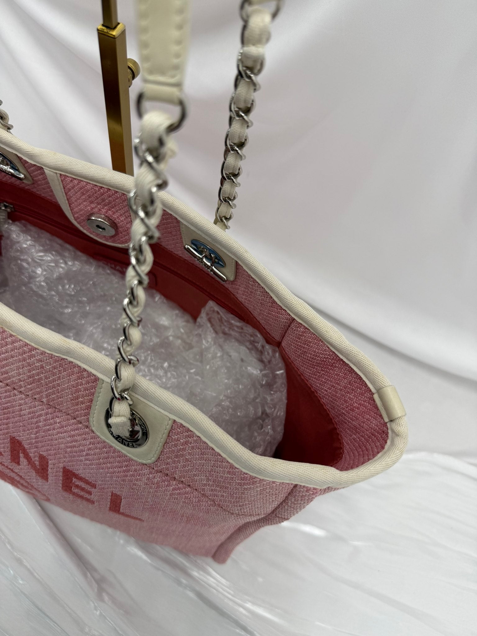 Chanel Pink Canvas Small Deauville Tote Bag